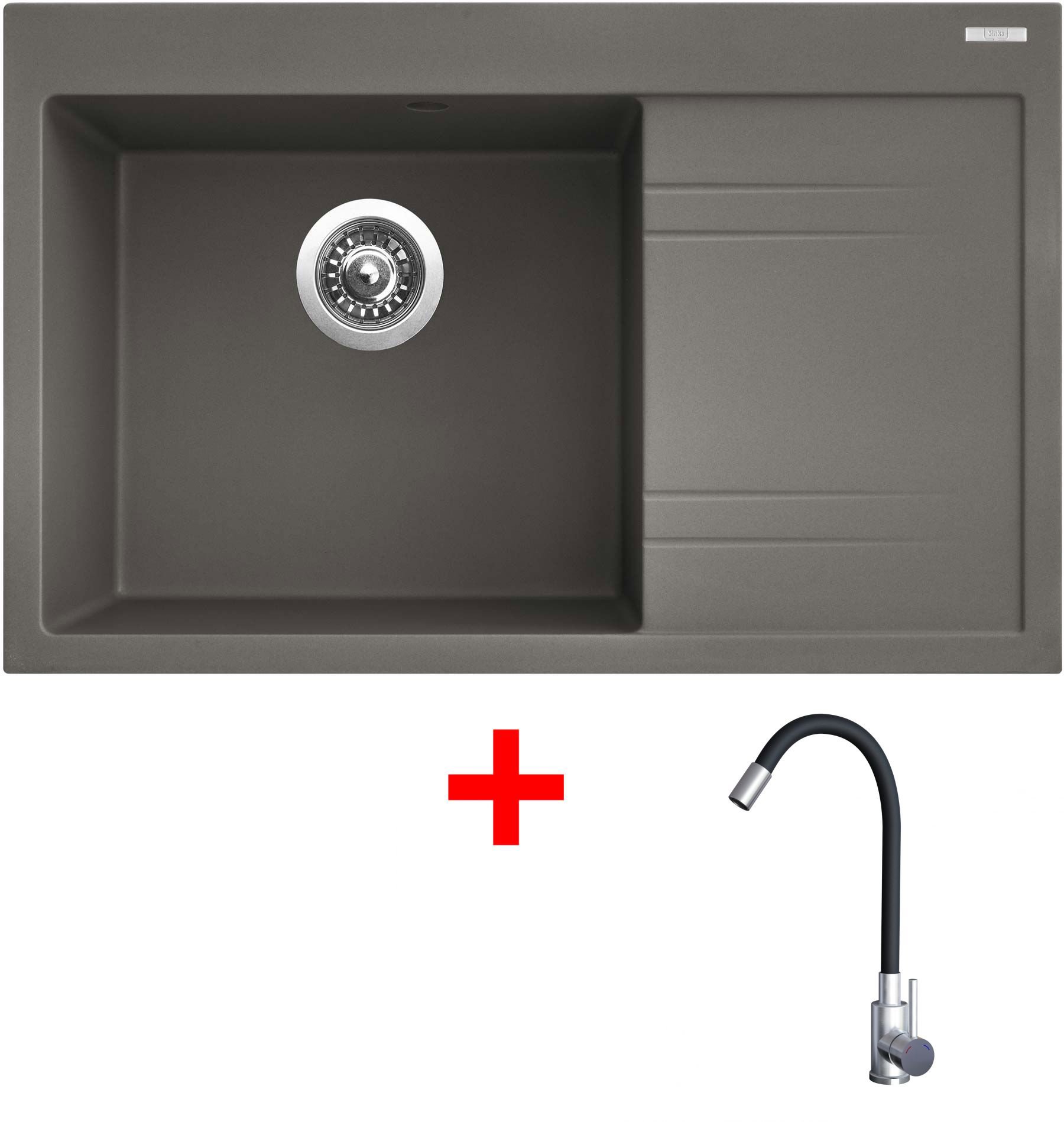 Sinks Rim 780 L Truffle + Elasta nehrdzavejúca oceľ/čierny