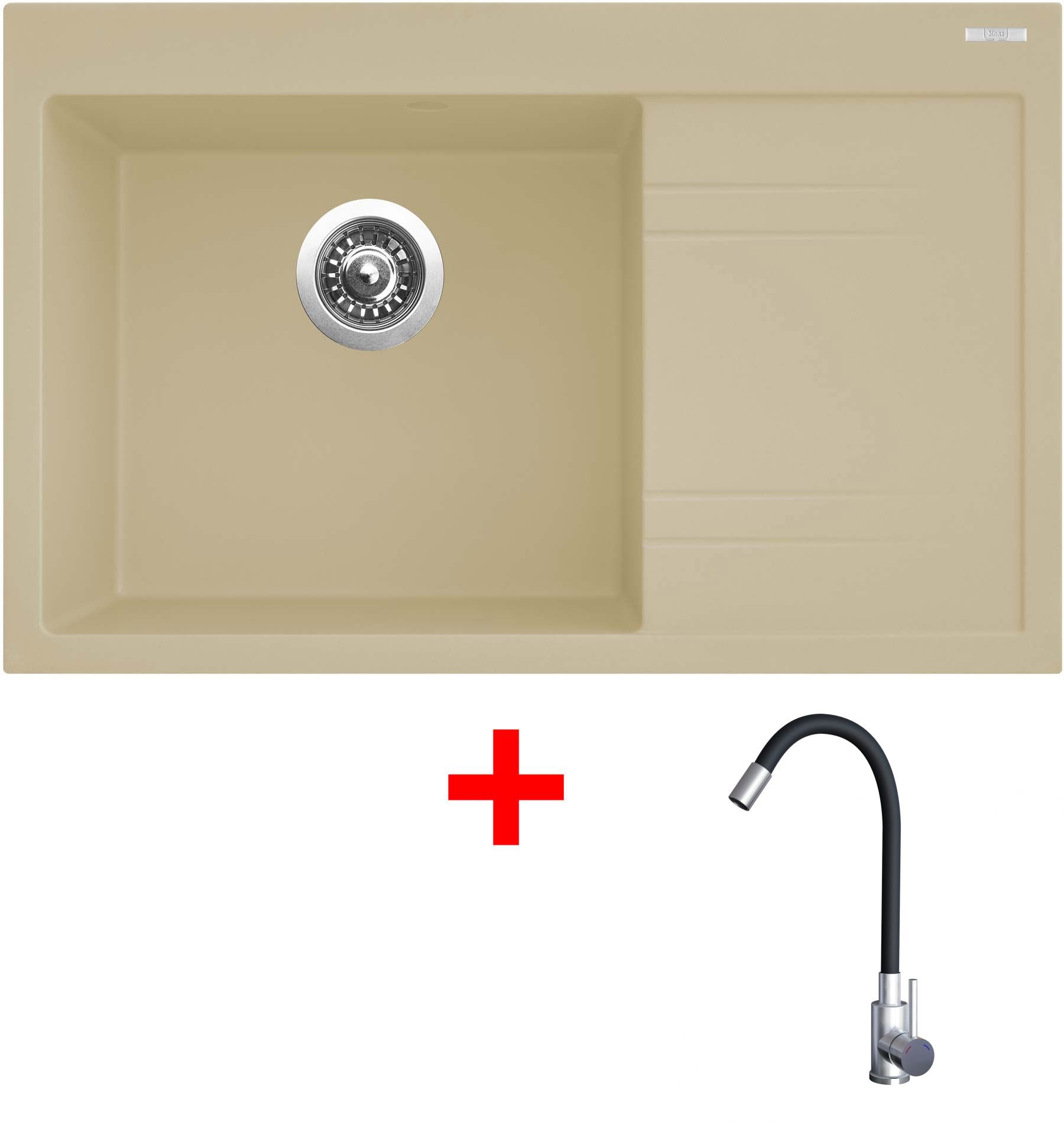 Sinks Rim 780 L Sahara + Elasta nehrdzavejúca oceľ/čierny