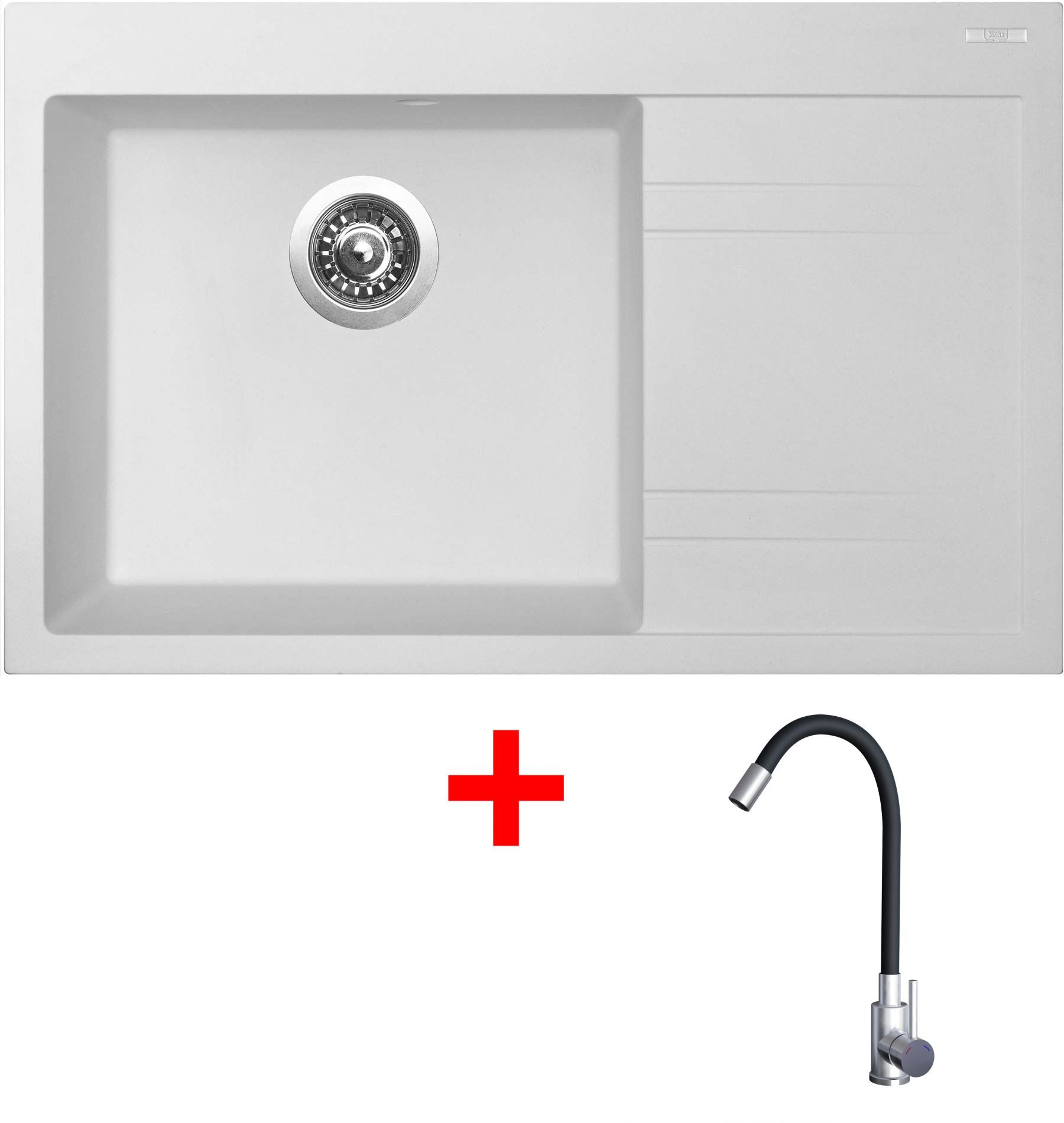 Sinks Rim 780 L Milk + Elasta nehrdzavejúca oceľ/čierny