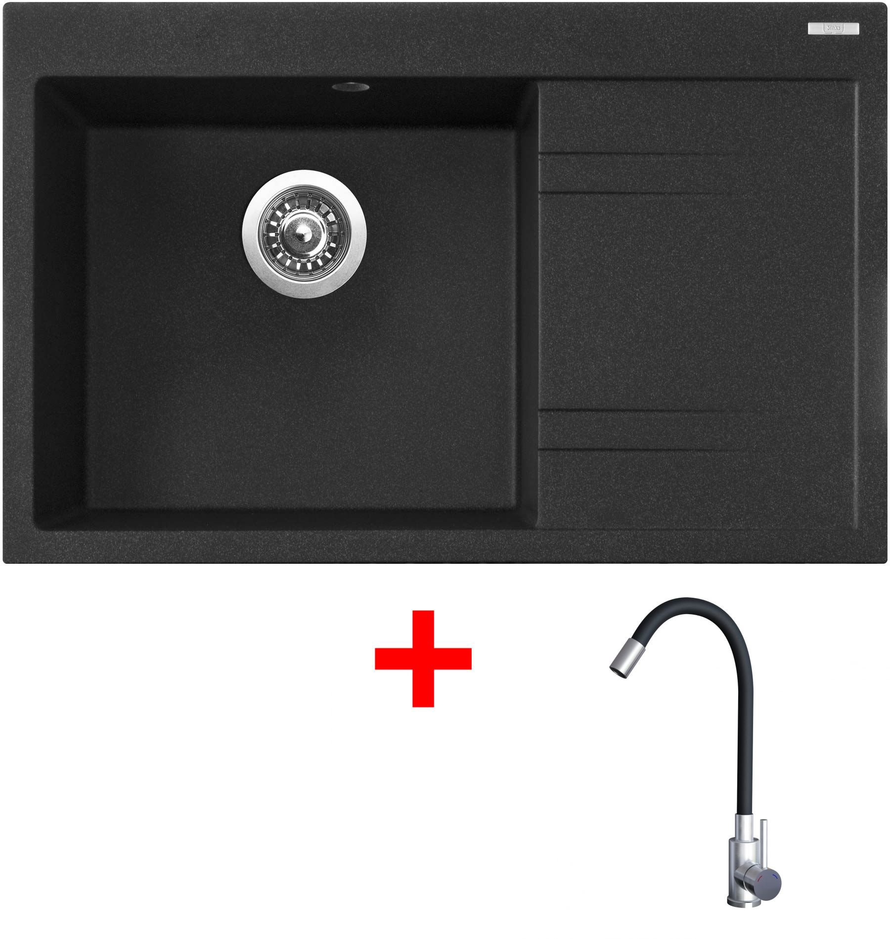 Sinks Rim 780 L Granblack + Elasta nehrdzavejúca oceľ/čierny