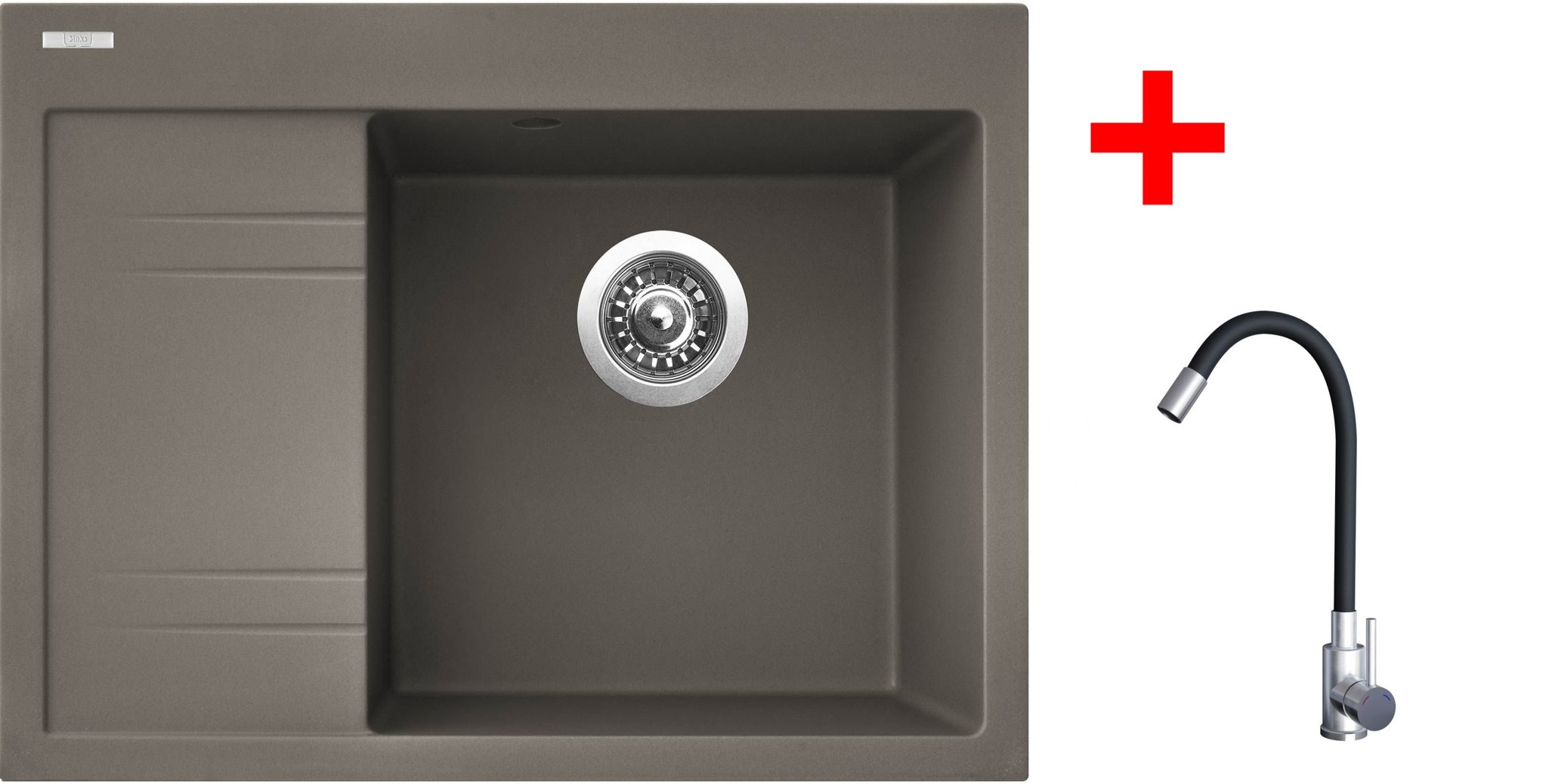 Sinks Rim 650 P Truffle + Elasta nehrdzavejúca oceľ/čierny