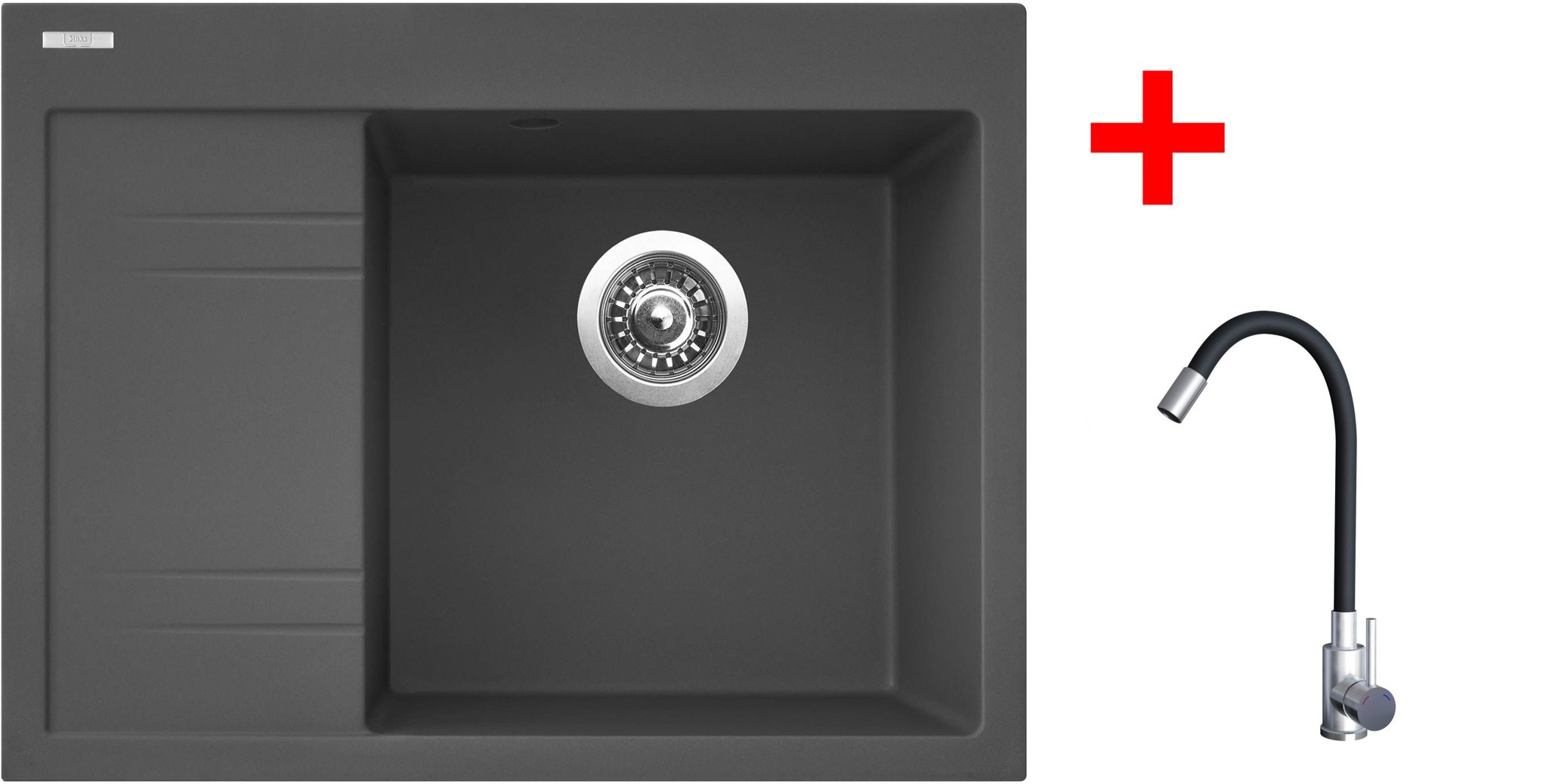 Sinks Rim 650 P Titanium + Elasta nehrdzavejúca oceľ/čierny