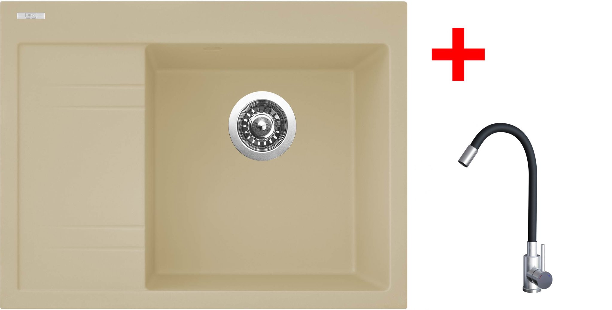 Sinks Rim 650 P Sahara + Elasta nehrdzavejúca oceľ/čierny