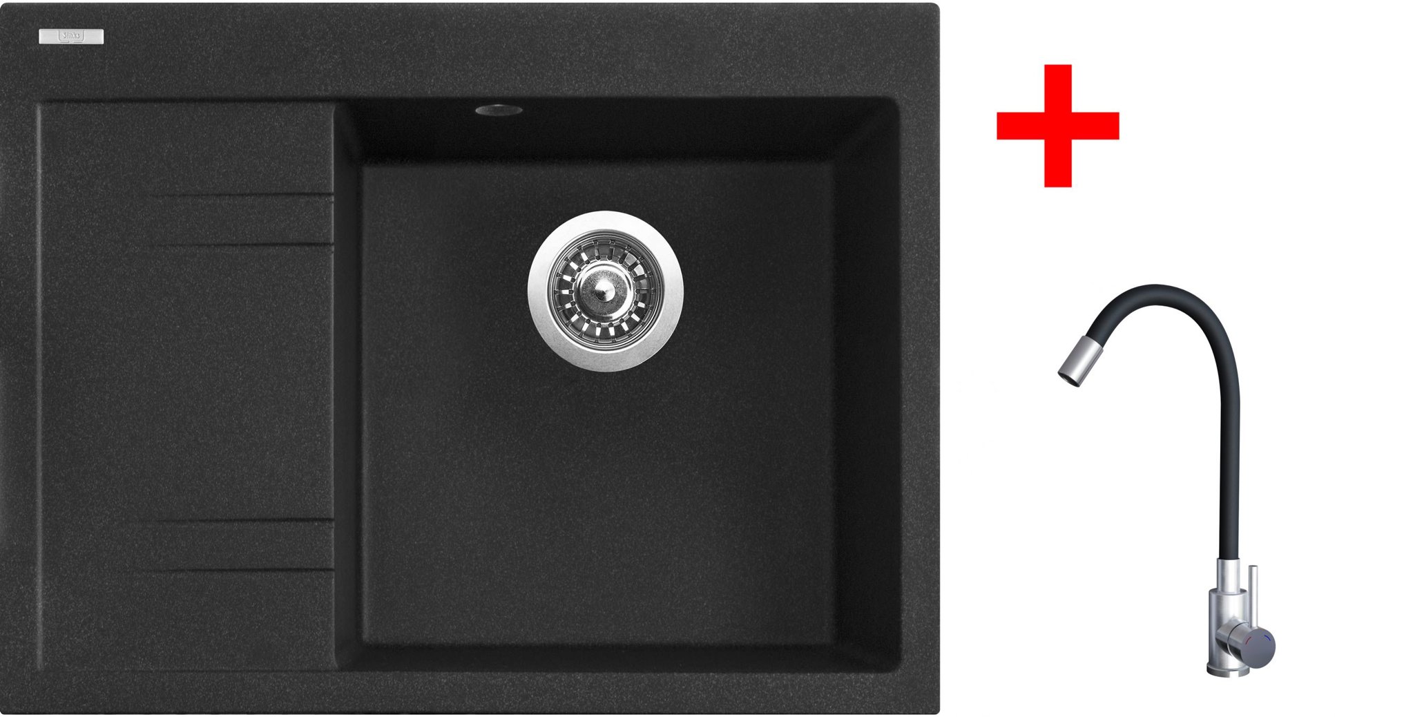 Sinks Rim 650 P Granblack + Elasta nehrdzavejúca oceľ/čierny
