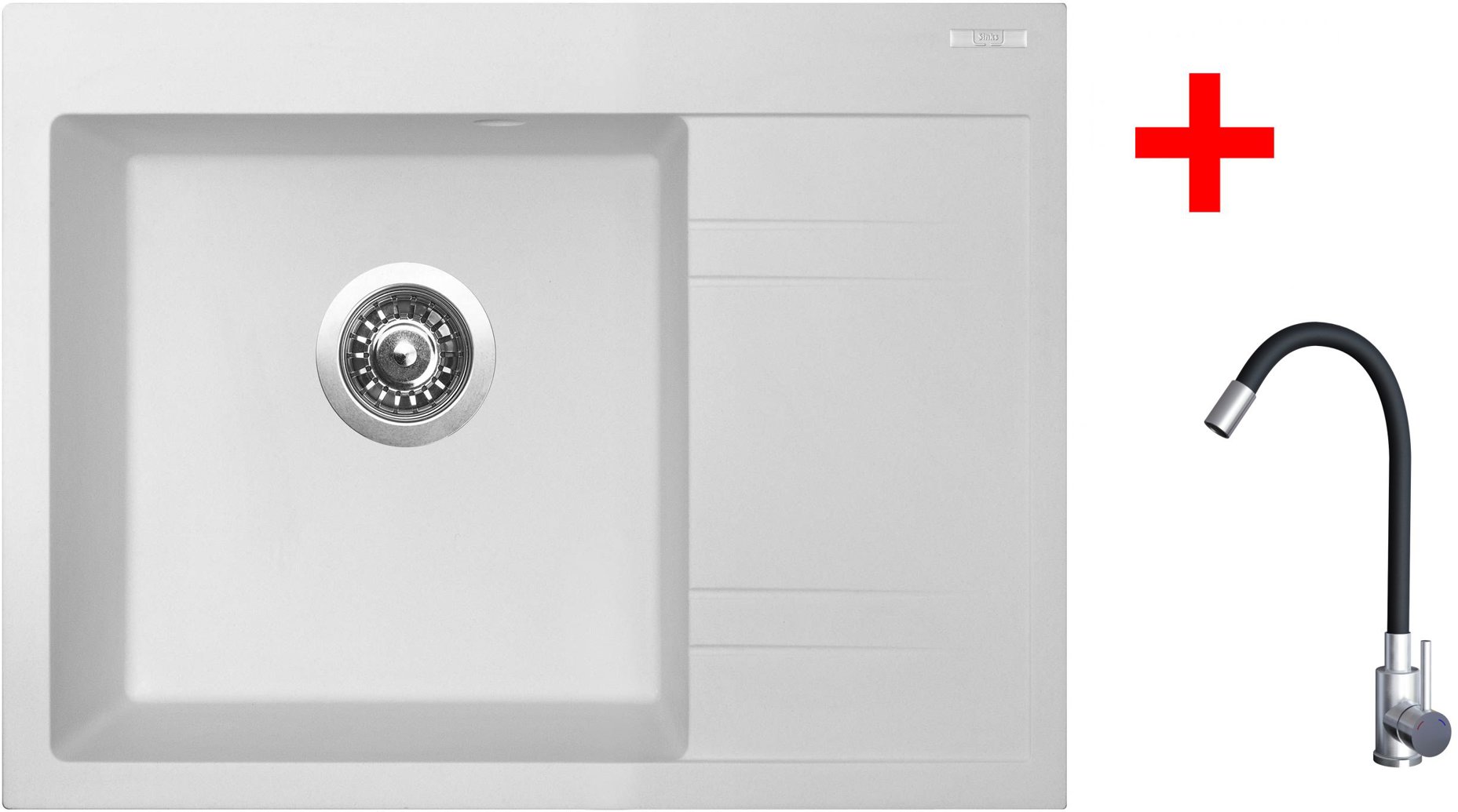 Sinks Rim 650 L Milk + Elasta nehrdzavejúca oceľ/čierny
