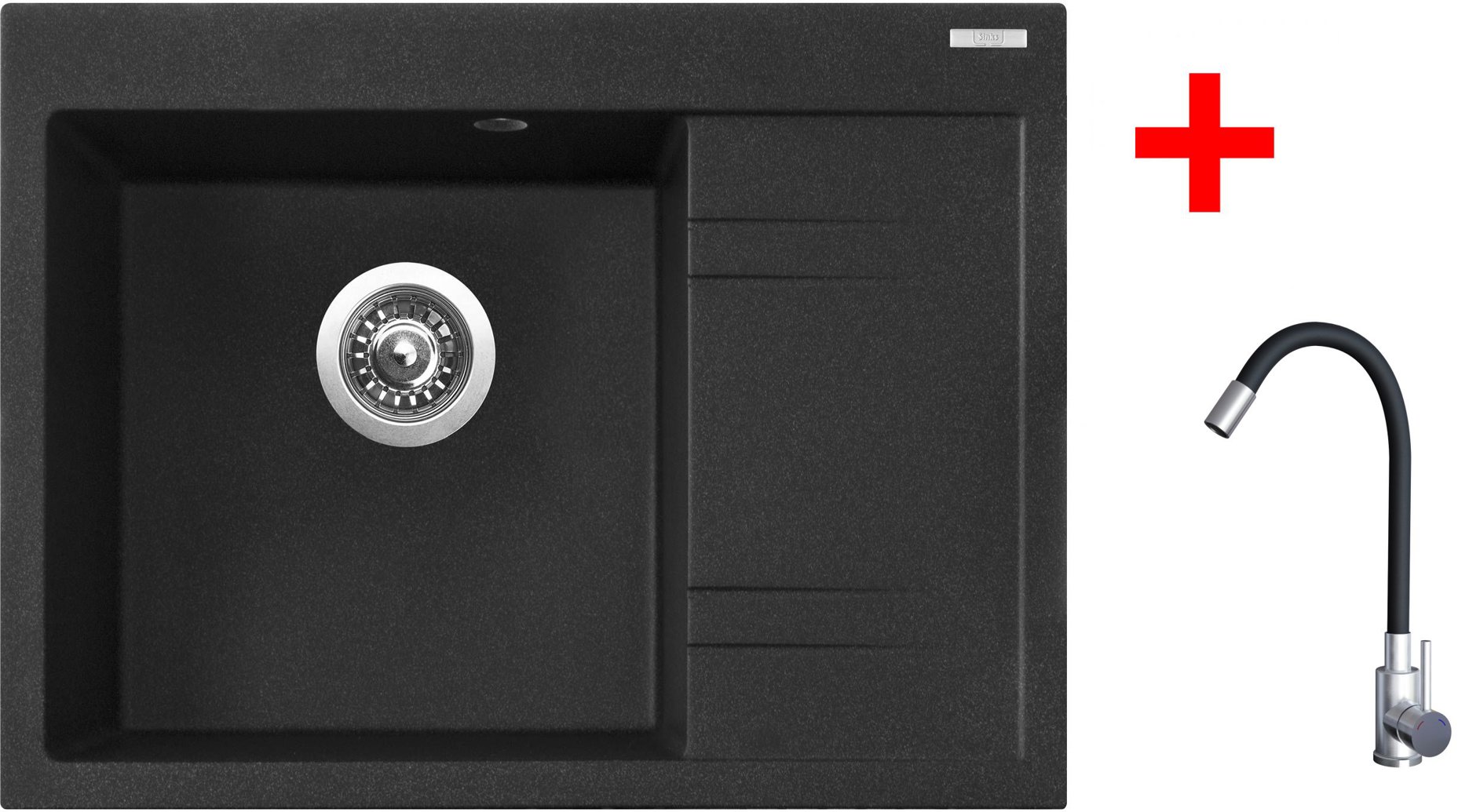 Sinks Rim 650 L Granblack + Elasta nehrdzavejúca oceľ/čierny
