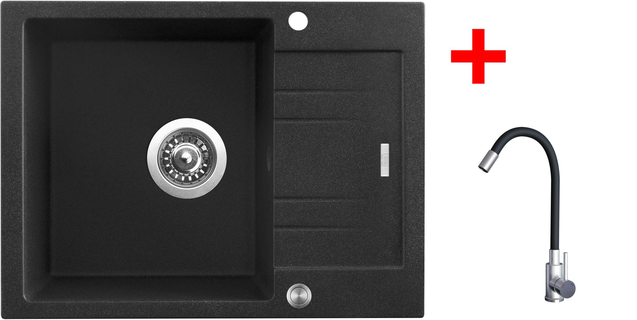 Sinks Rapid 580 XC Granblack + Elasta nehrdzavejúca oceľ/čierna