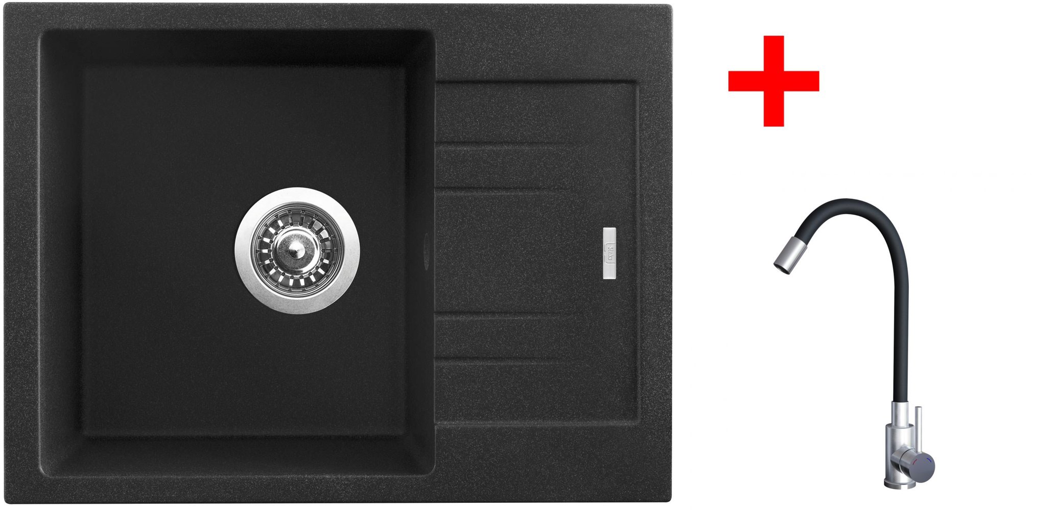 Sinks Rapid 580 Granblack + Elasta nehrdzavejúca oceľ/čierny
