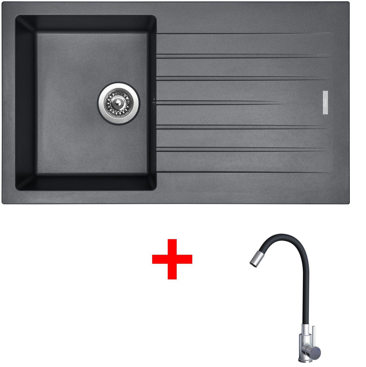 Sinks Perfecto 860 Titanium + Elasta nehrdzavejúca oceľ/čierny