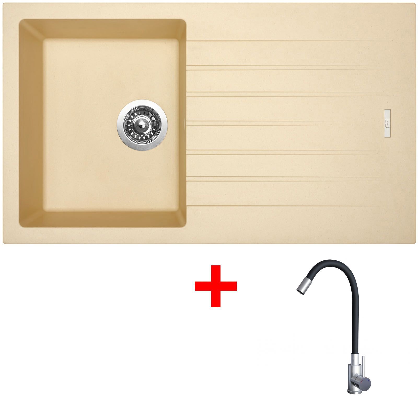 Sinks Perfecto 860 Sahara + Elasta nehrdzavejúca oceľ/čierny