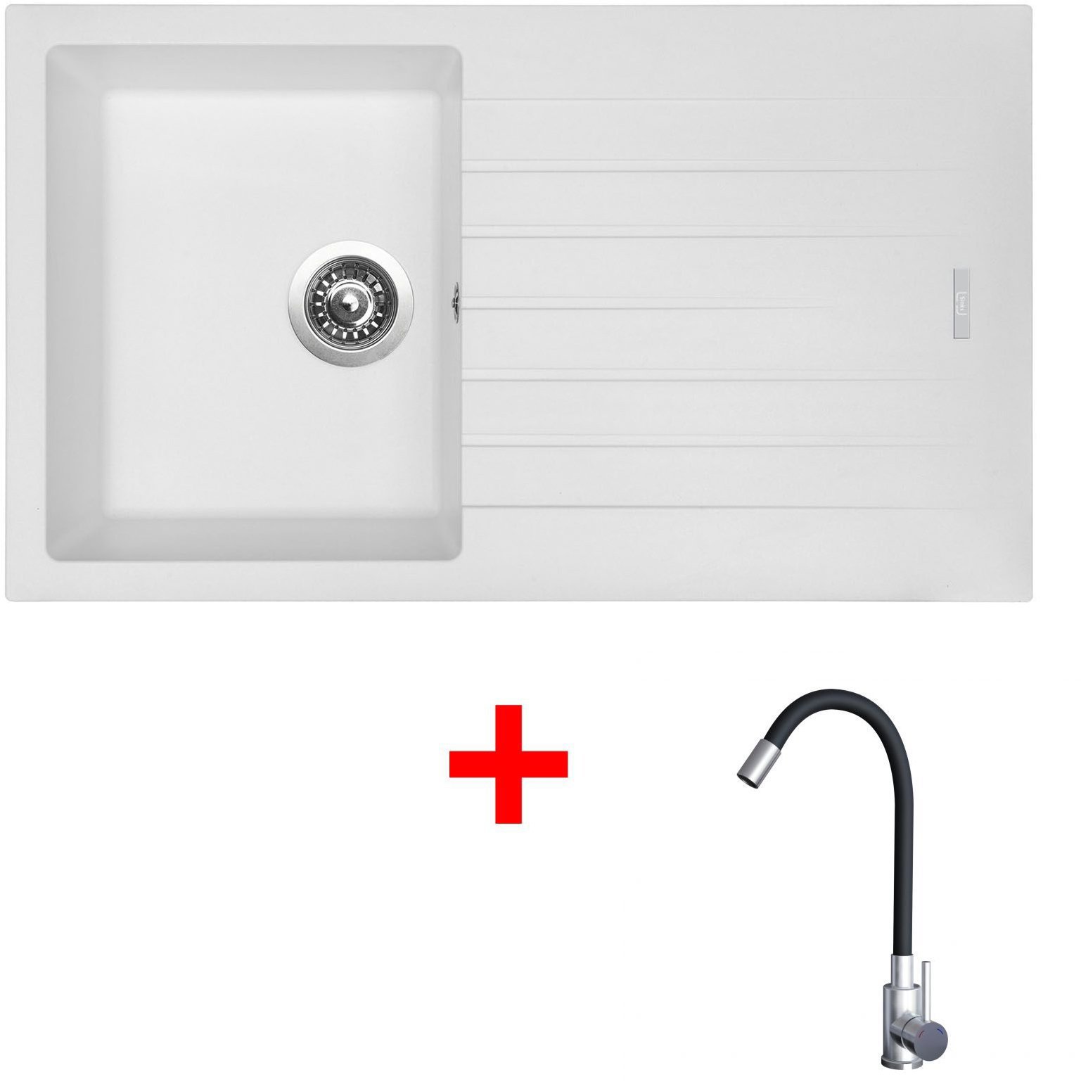 Sinks Perfecto 860 Milk + Elasta nehrdzavejúca oceľ/čierny