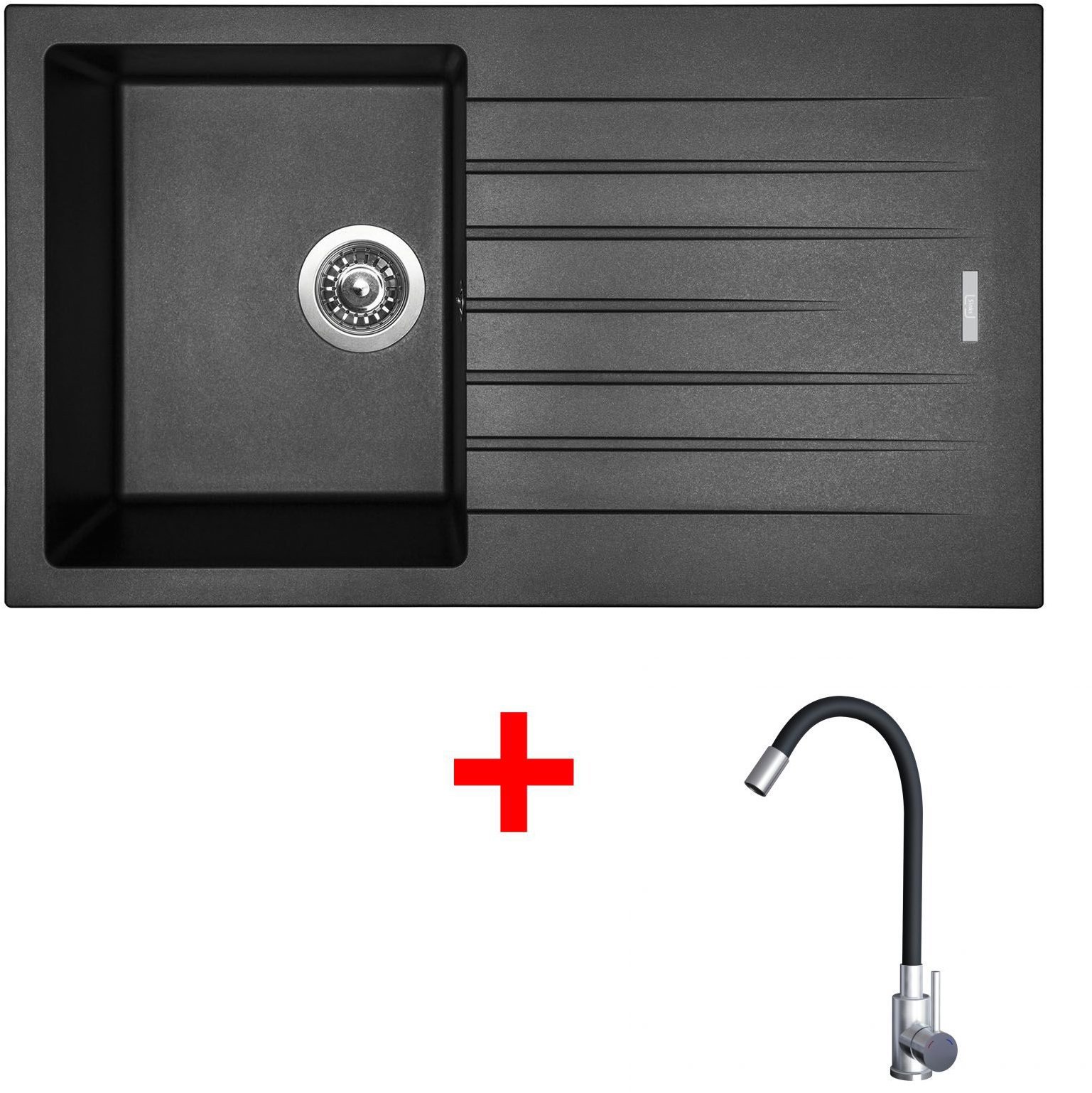 Sinks Perfecto 860 Metalblack + Elasta nehrdzavejúca oceľ/čierny