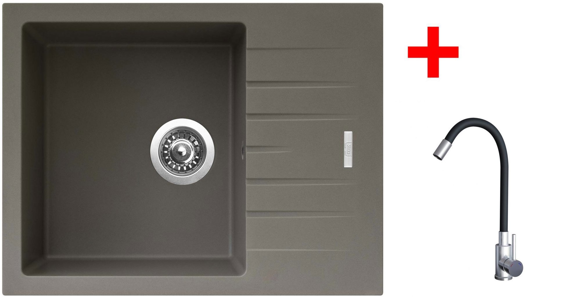 Sinks Perfecto 650 Truffle + Elasta nehrdzavejúca oceľ/čierny