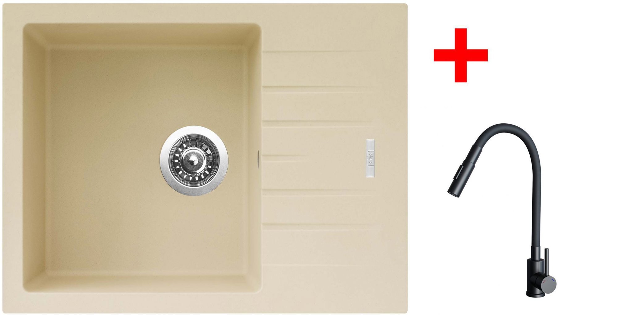 Sinks Perfecto 650 Sahara + Elasta S čierny matný