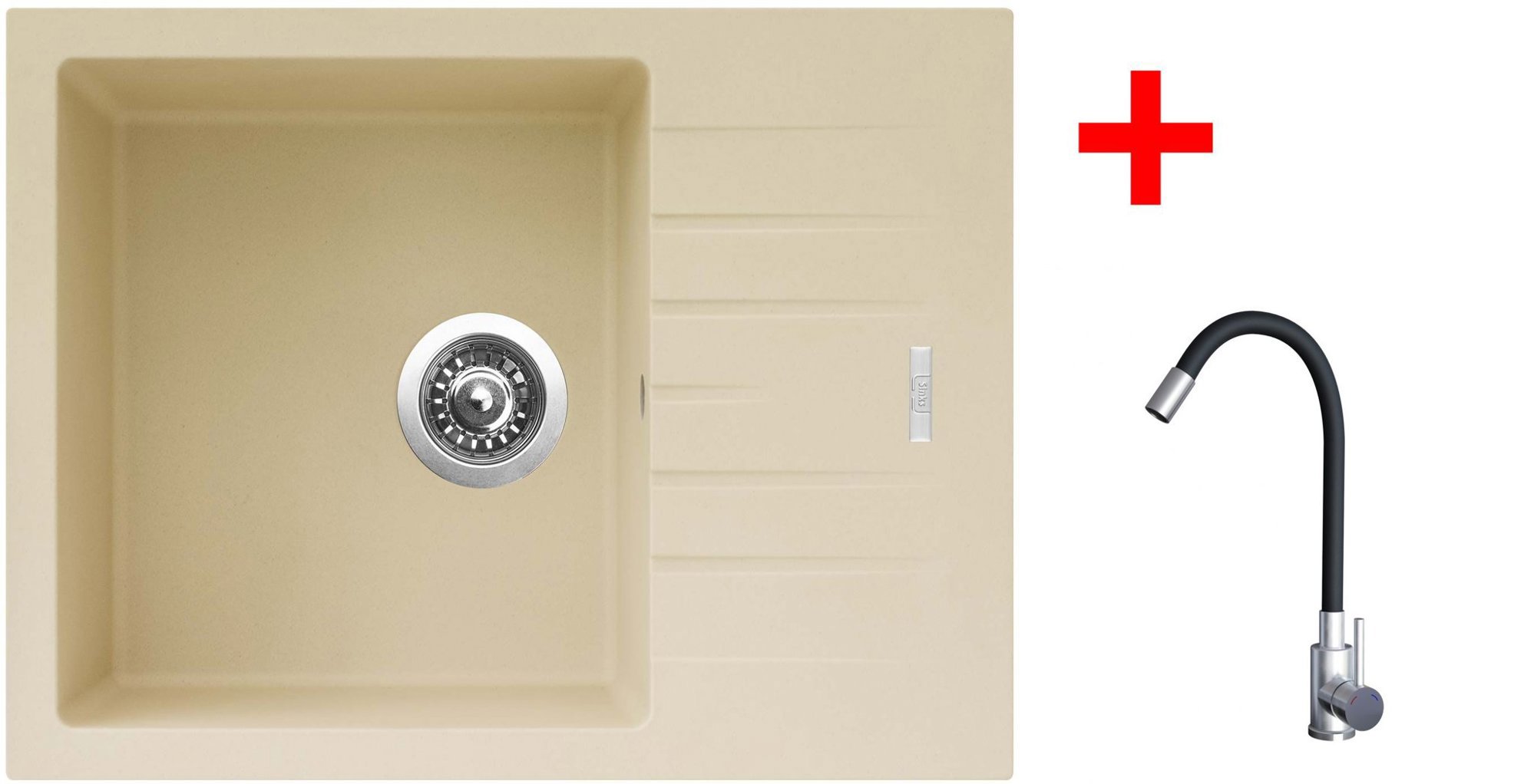 Sinks Perfecto 650 Sahara + Elasta nehrdzavejúca oceľ/čierny
