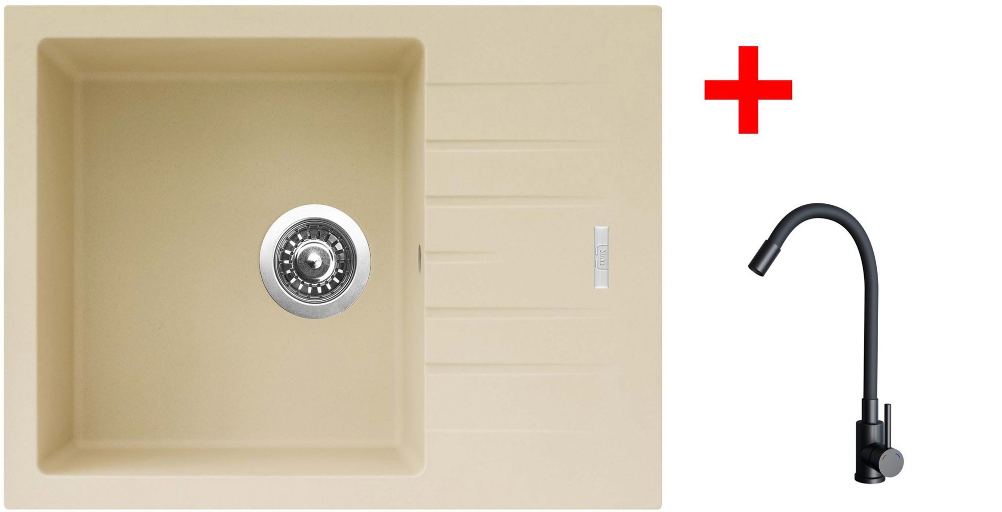Sinks Perfecto 650 Sahara + Elasta čierny matný