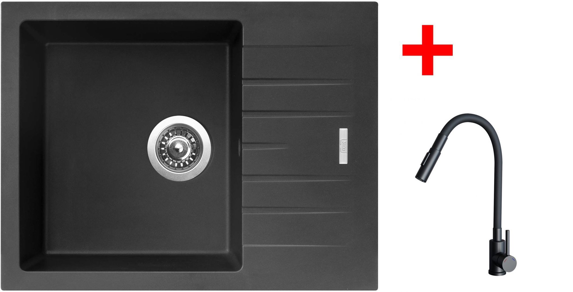 Sinks Perfecto 650 Pureblack + Elasta S čierny matný
