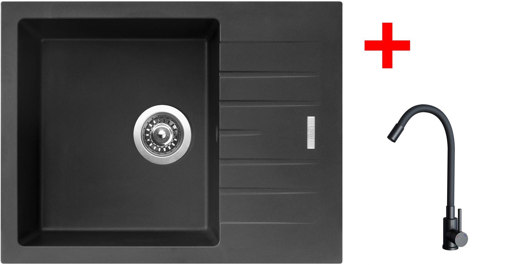 Sinks Perfecto 650 Pureblack + Elasta čierny matný