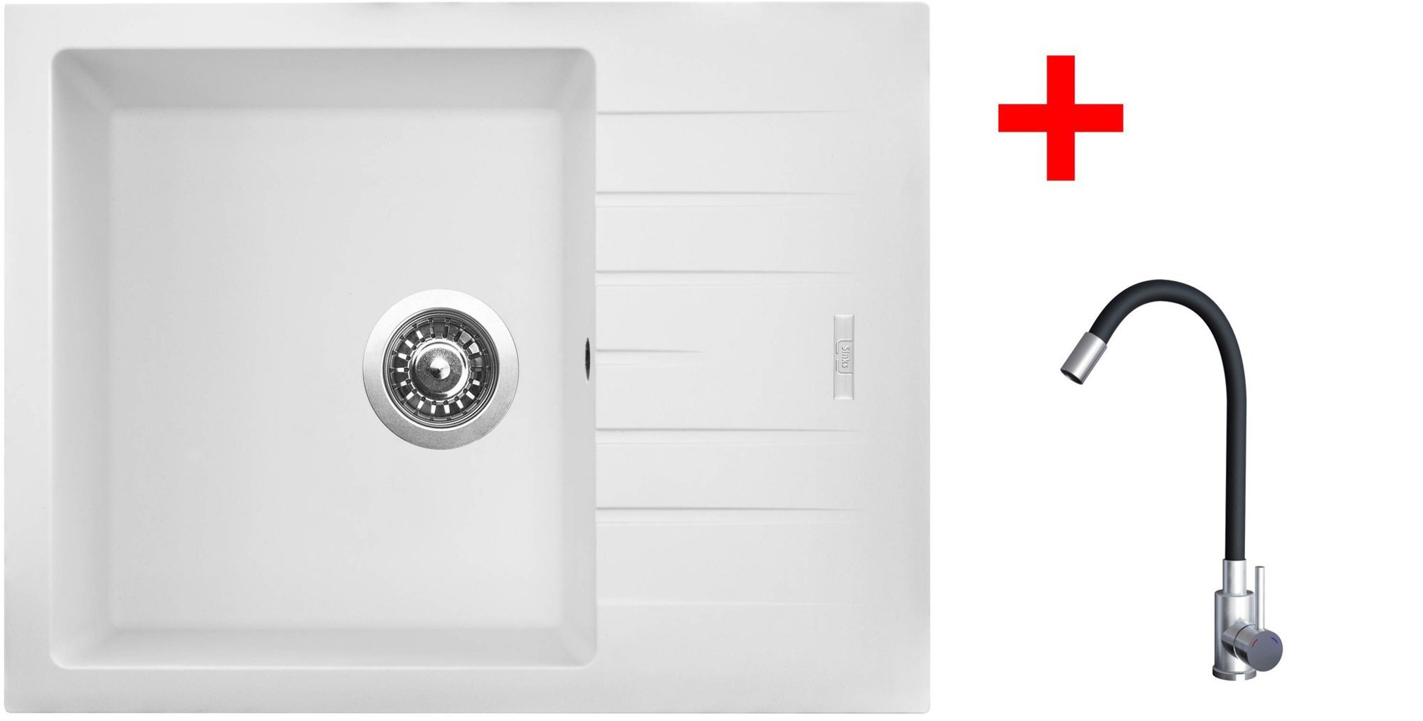 Sinks Perfecto 650 Milk + Elasta nehrdzavejúca oceľ/čierny