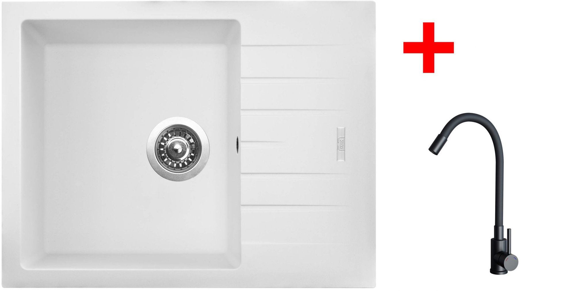 Sinks Perfecto 650 Milk + Elasta čierny matný