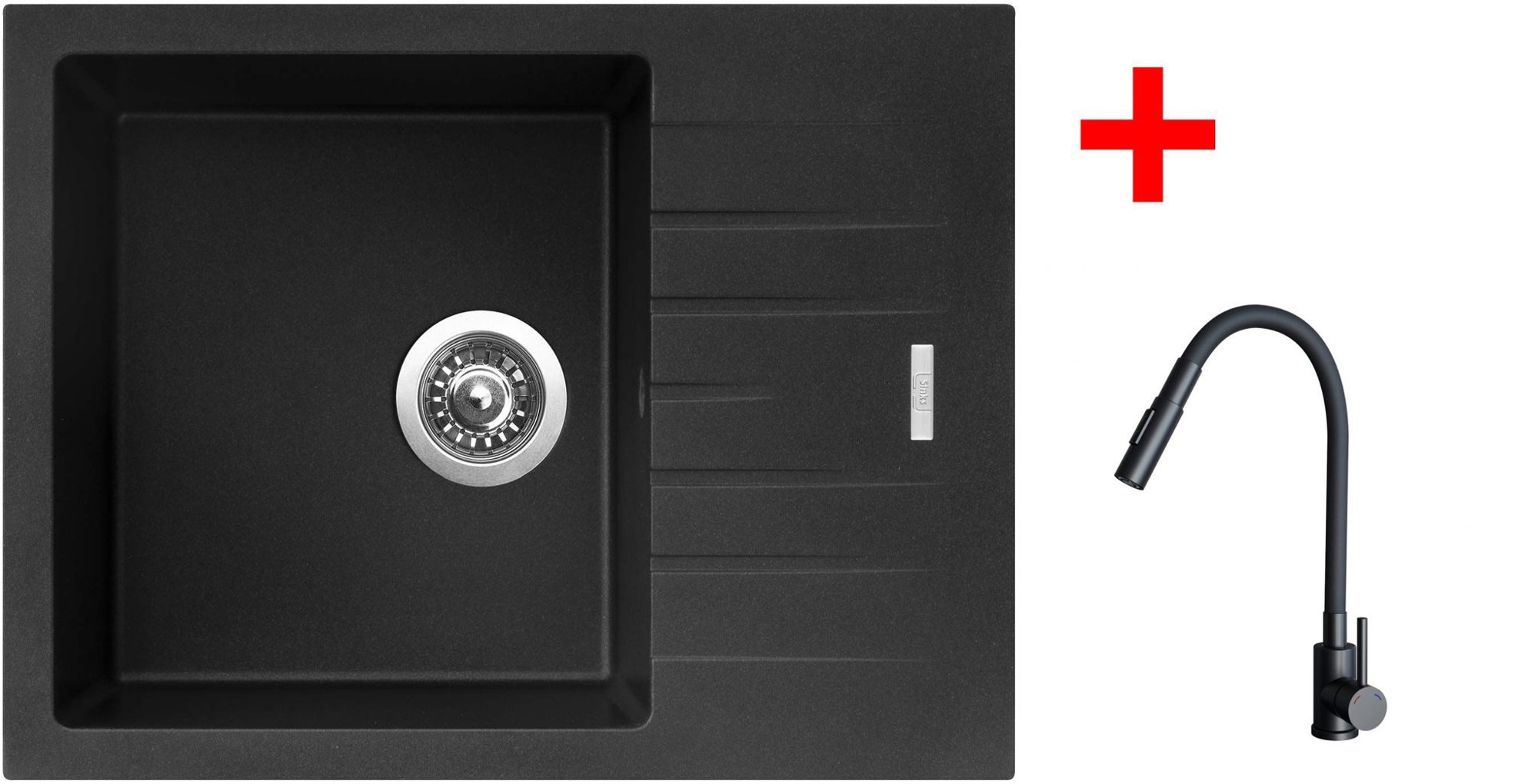 Sinks Perfecto 650 Metalblack + Elasta S čierny matný