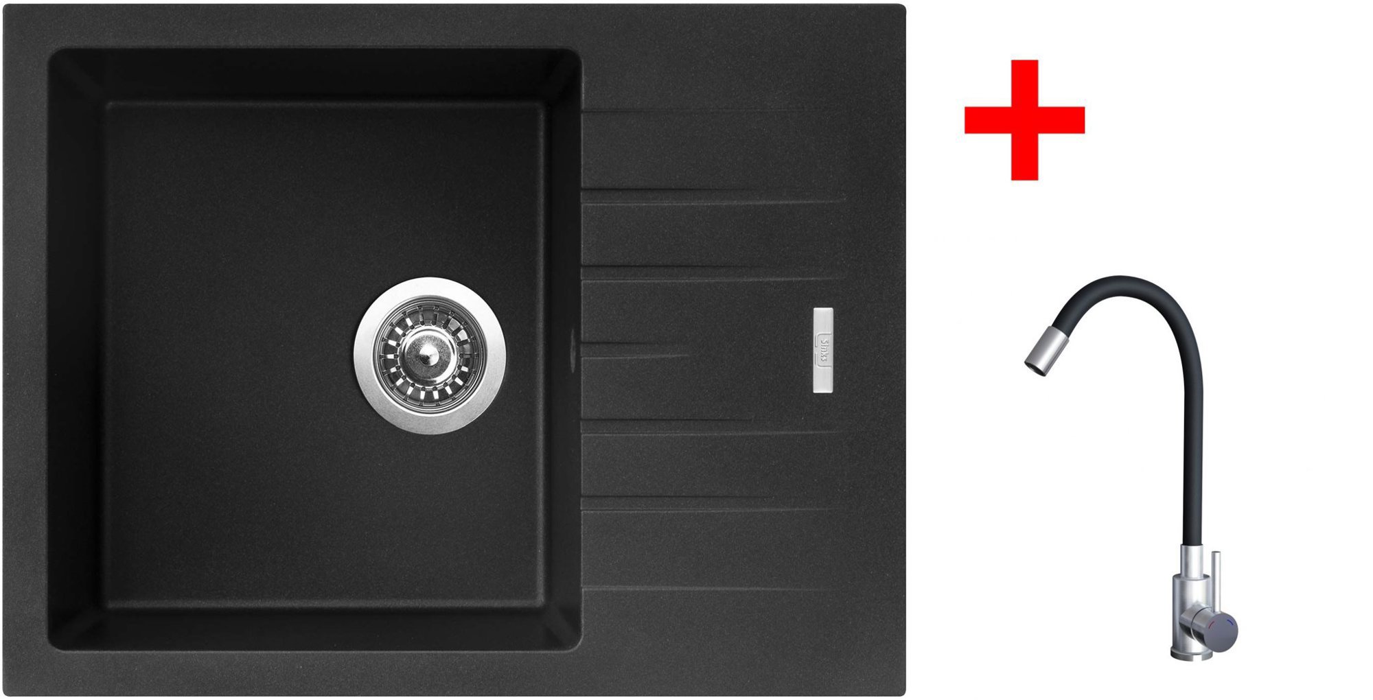 Sinks Perfecto 650 Metalblack + Elasta nehrdzavejúca oceľ/čierny