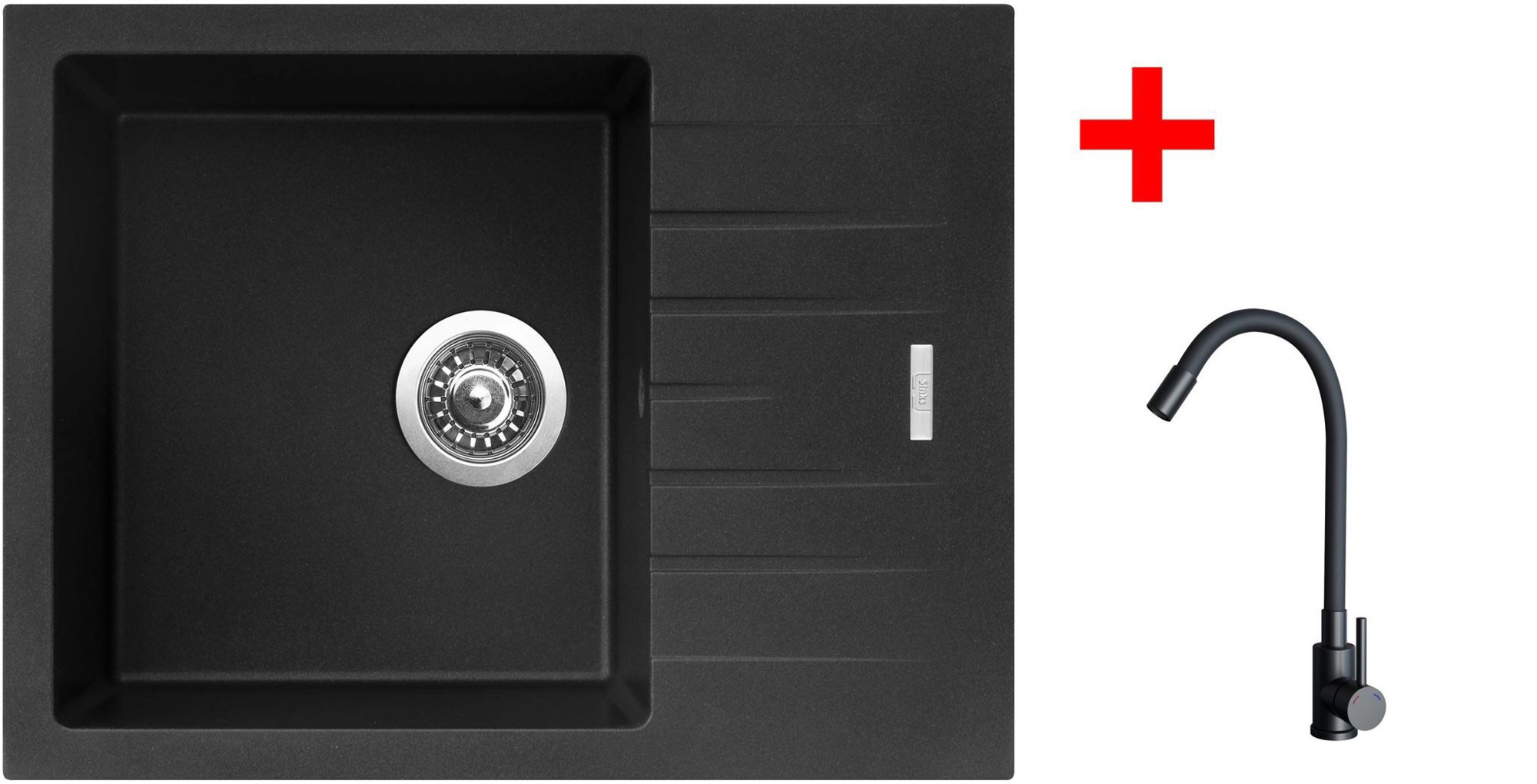 Sinks Perfecto 650 Metalblack + Elasta čierny matný