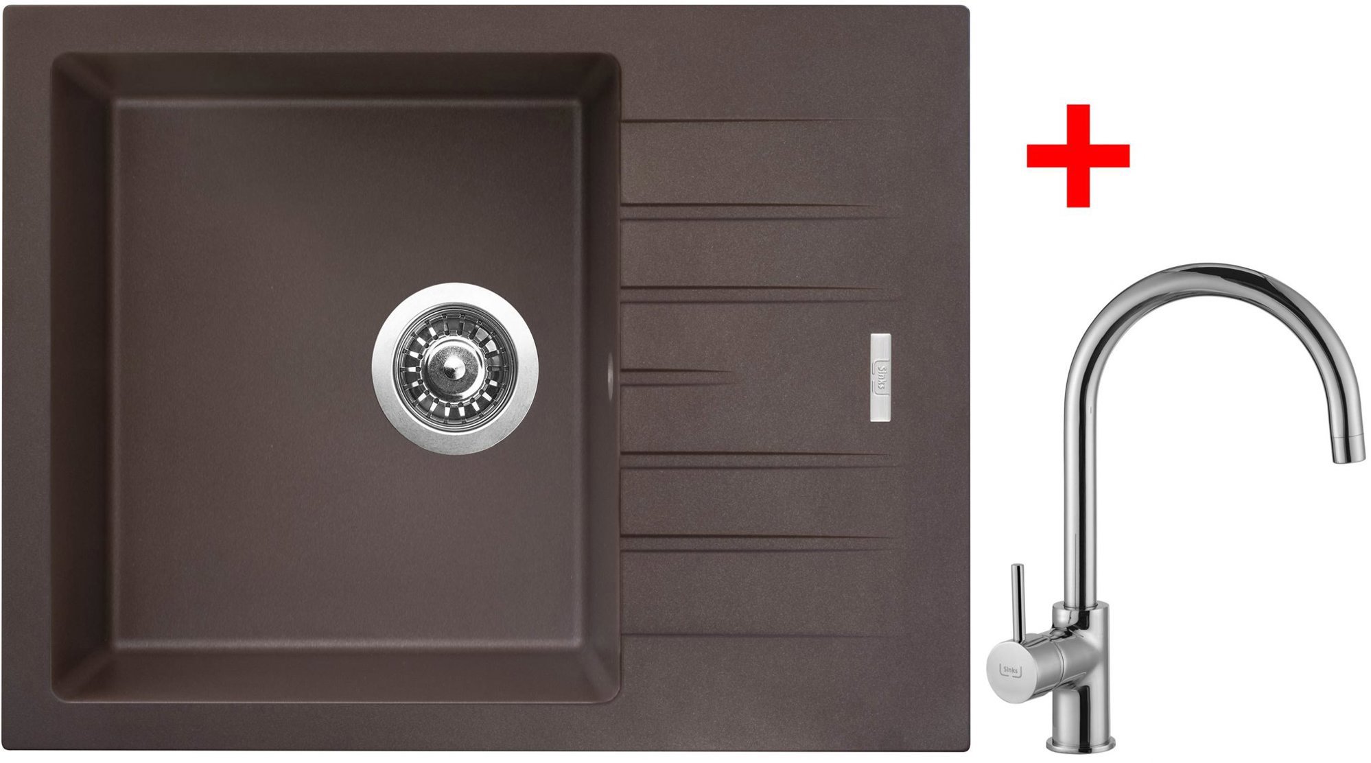 Sinks Perfecto 650 Marone + Vitalia lesklý