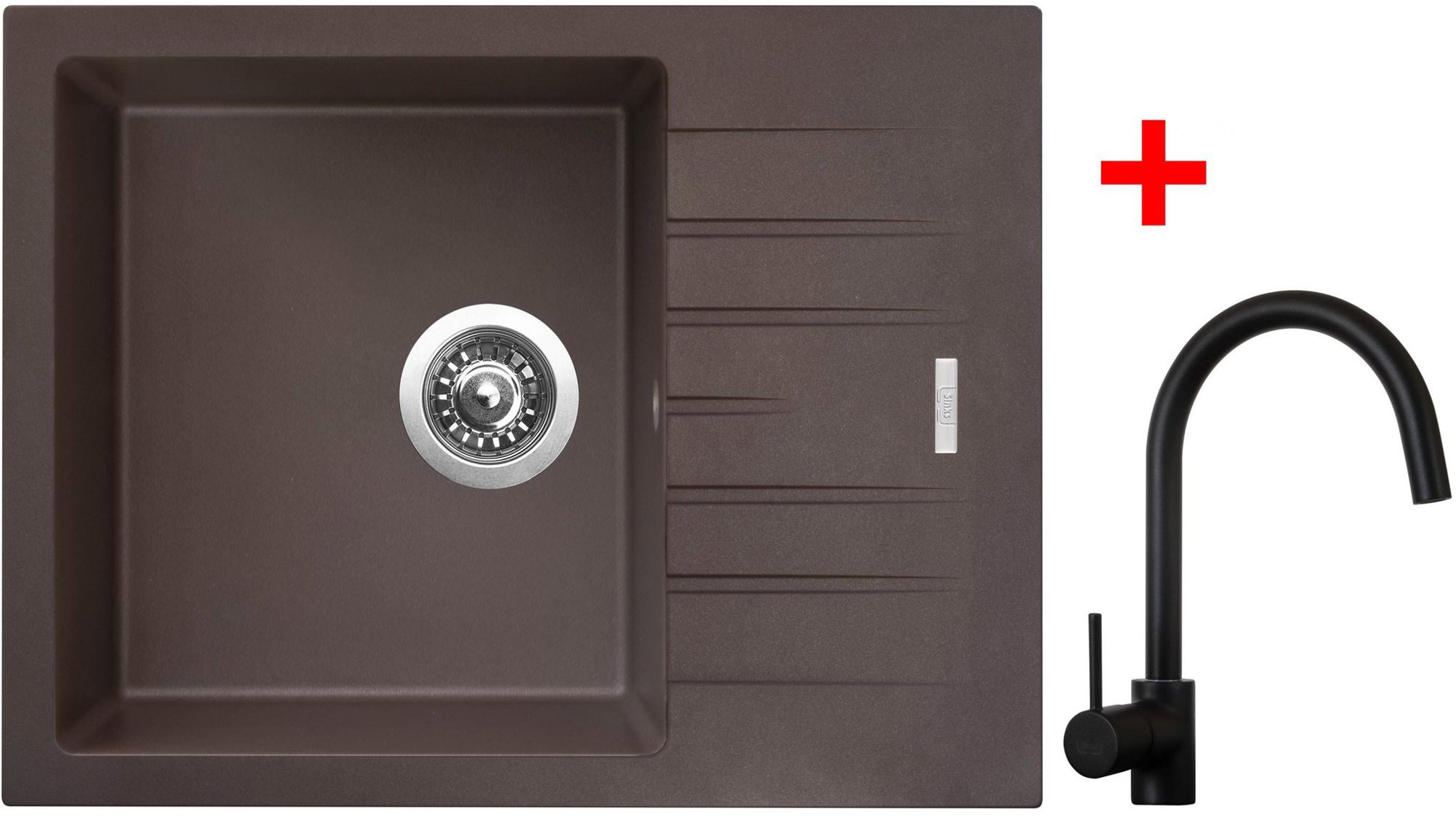 Sinks Perfecto 650 Marone + Vitalia čierny matný