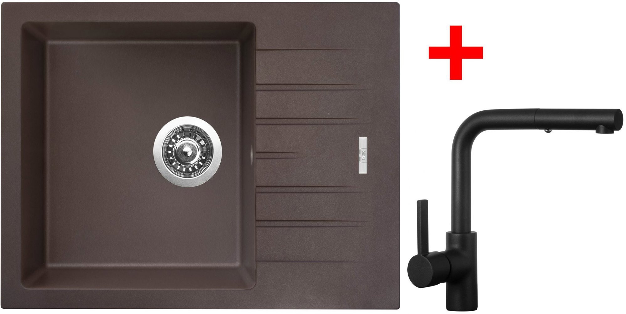 Sinks Perfecto 650 Marone + Enigma S čierny matný
