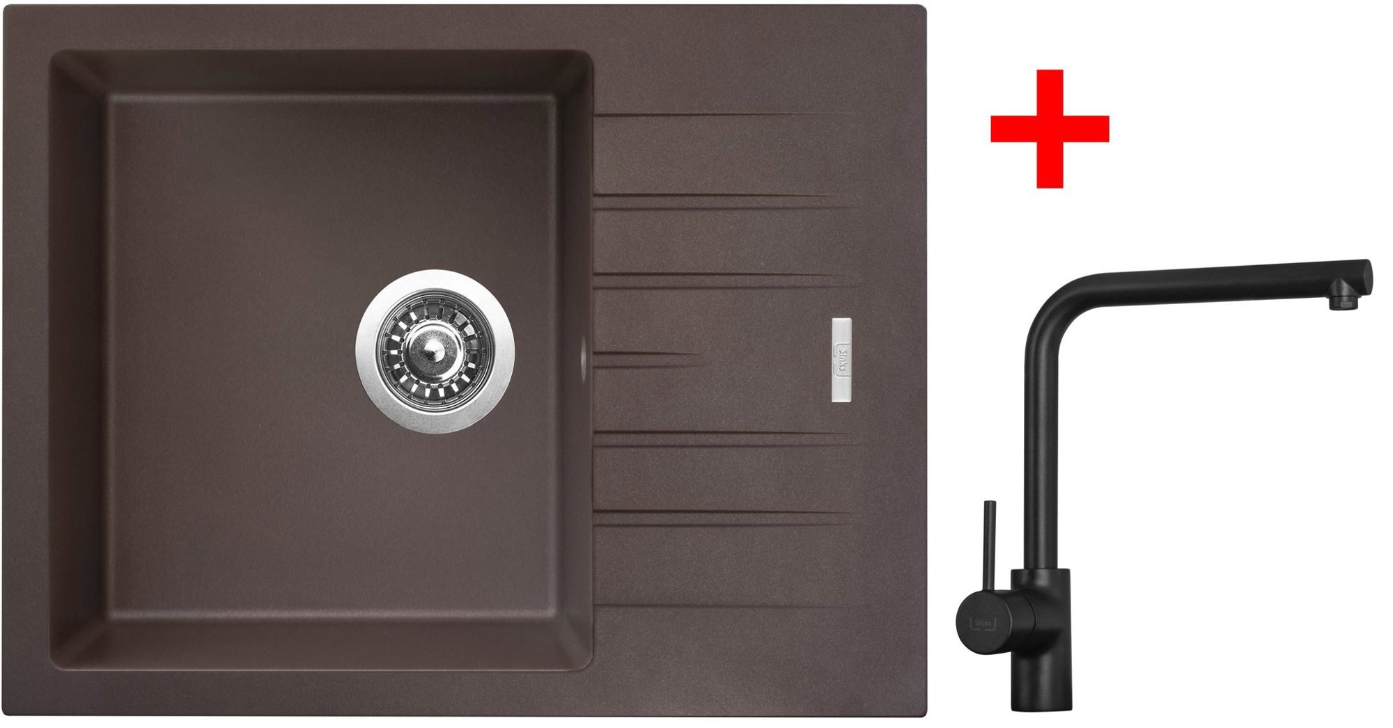 Sinks Perfecto 650 Marone + Elka čierny matný
