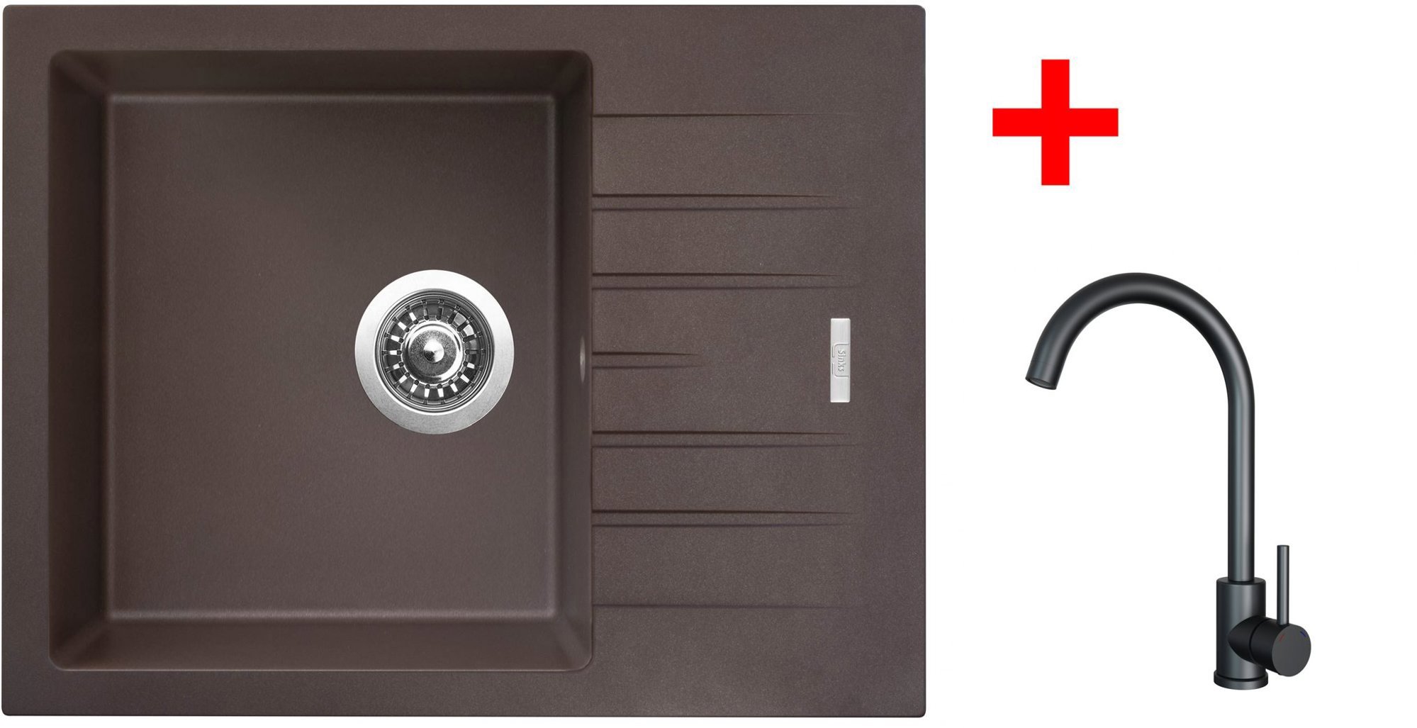 Sinks Perfecto 650 Marone + Arco čierny matný