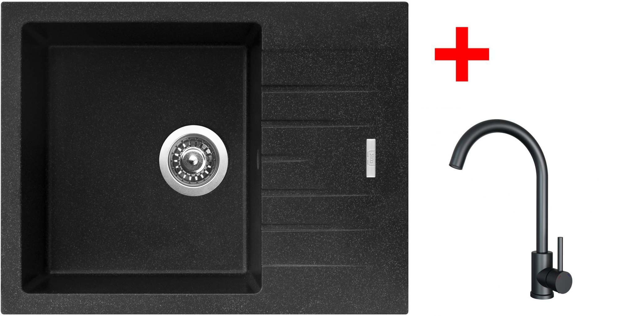 Sinks Perfecto 650 Granblack + Arco čierny matný