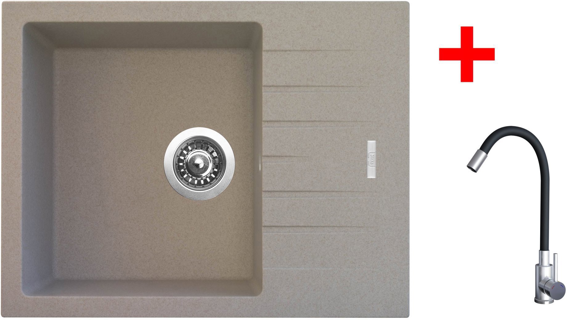 Sinks Perfecto 650 Avena + Elasta nehrdzavejúca oceľ/čierny