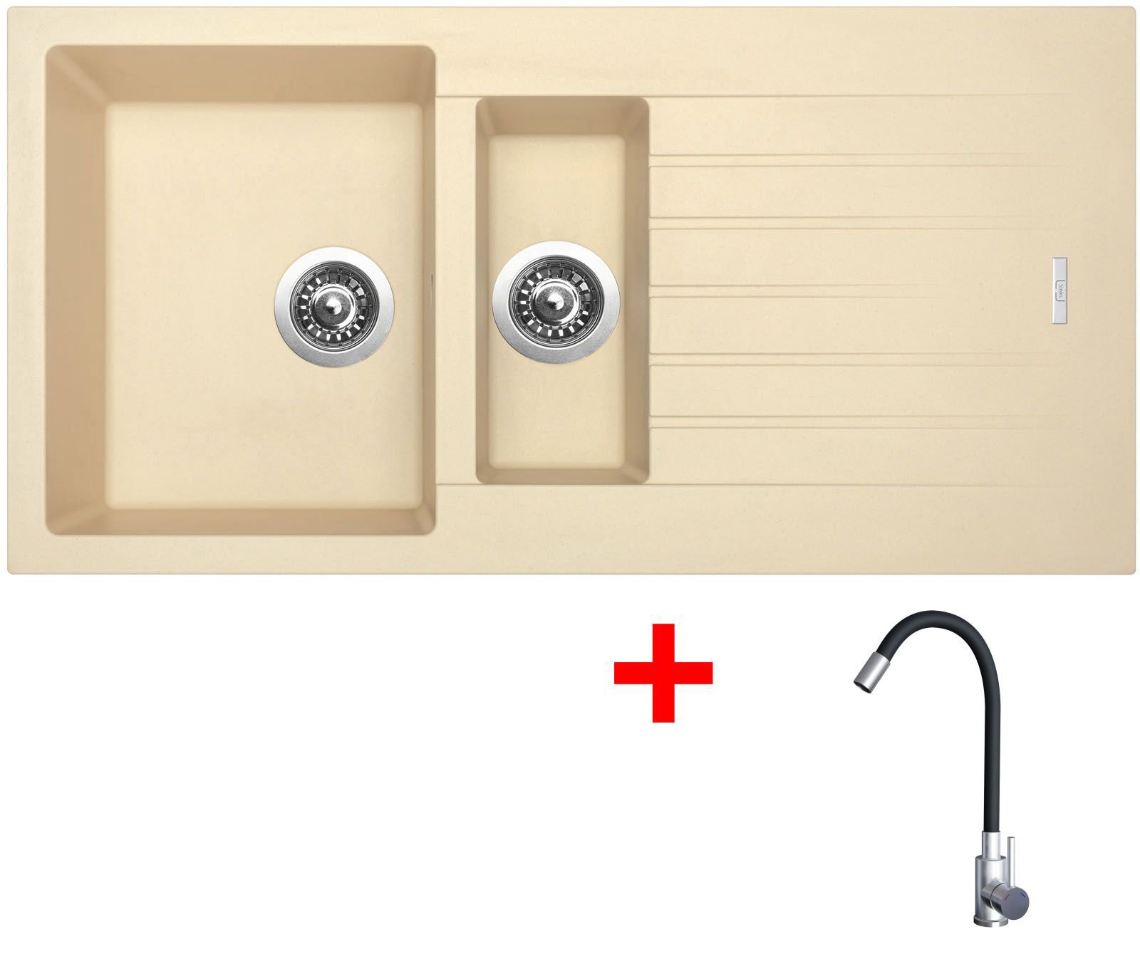 Sinks Perfecto 1000.1 Sahara + Elasta nehrdzavejúca oceľ/čierny