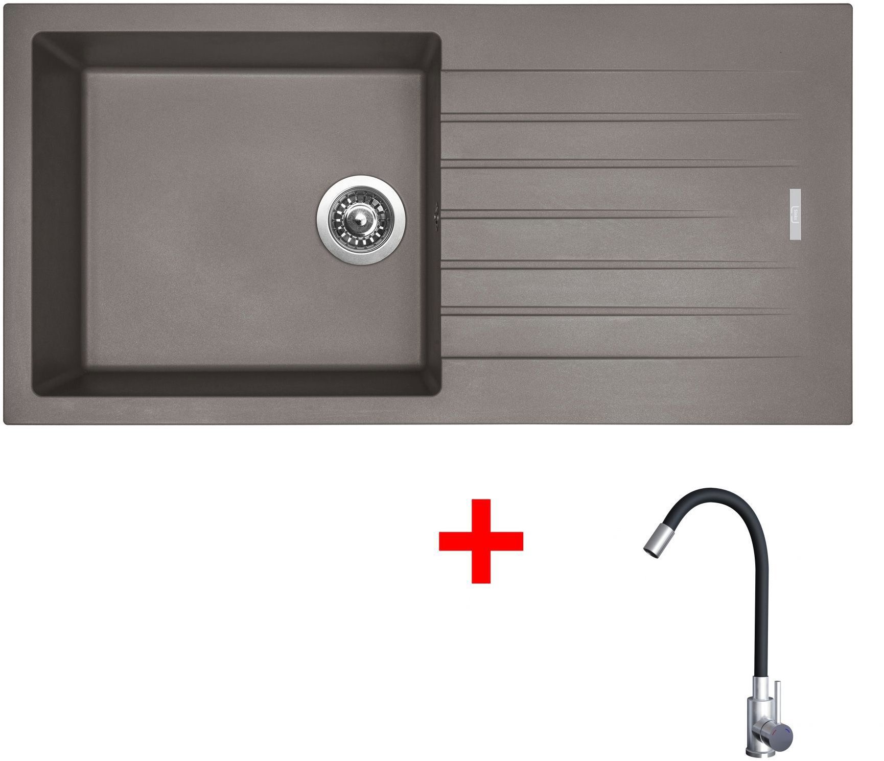 Sinks Perfecto 1000 Truffle + Elasta nehrdzavejúca oceľ/čierny