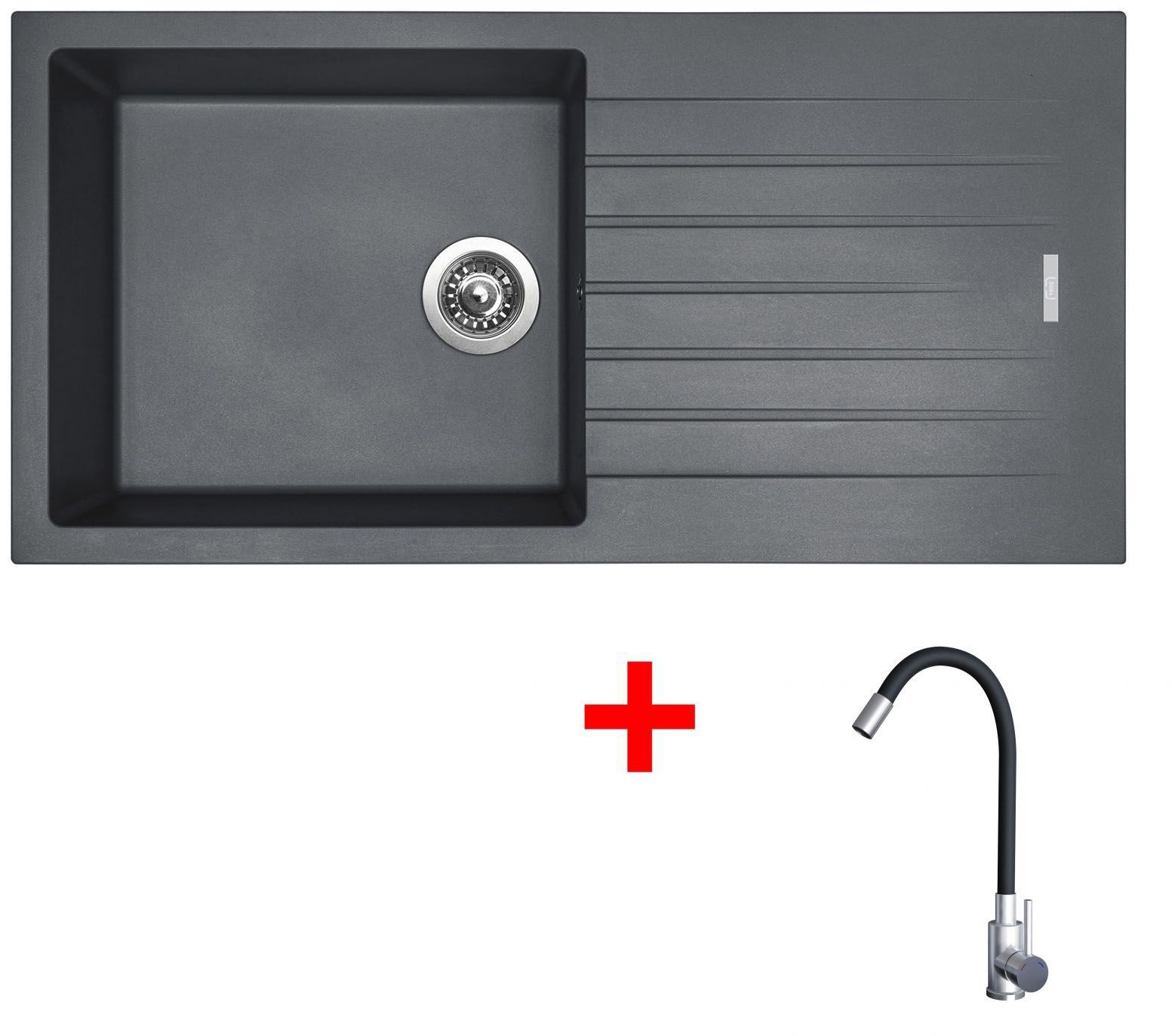 Sinks Perfecto 1000 Titanium + Elasta nehrdzavejúca oceľ/čierny