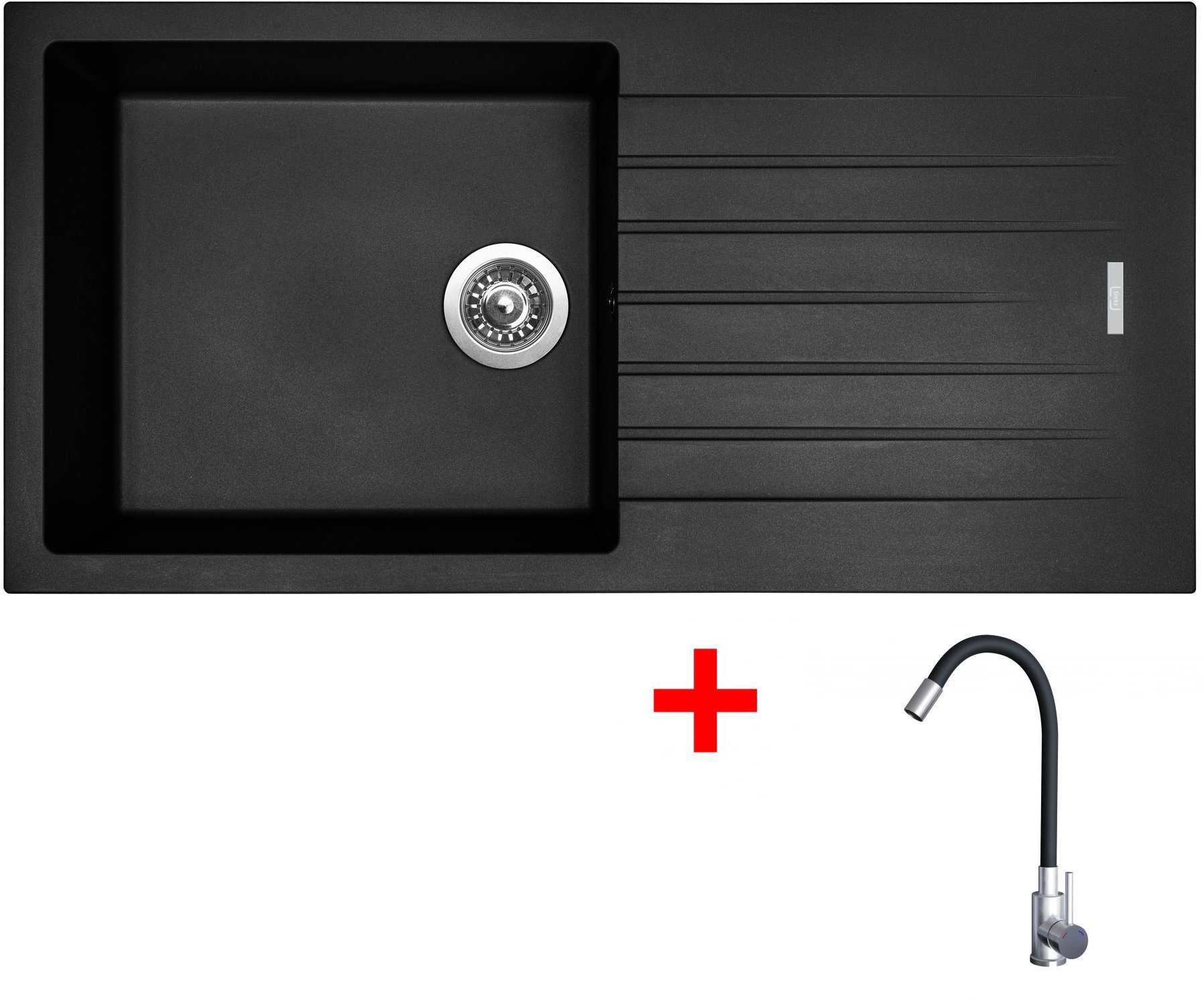 Sinks Perfecto 1000 Pureblack + Elasta nehrdzavejúca oceľ/čierny