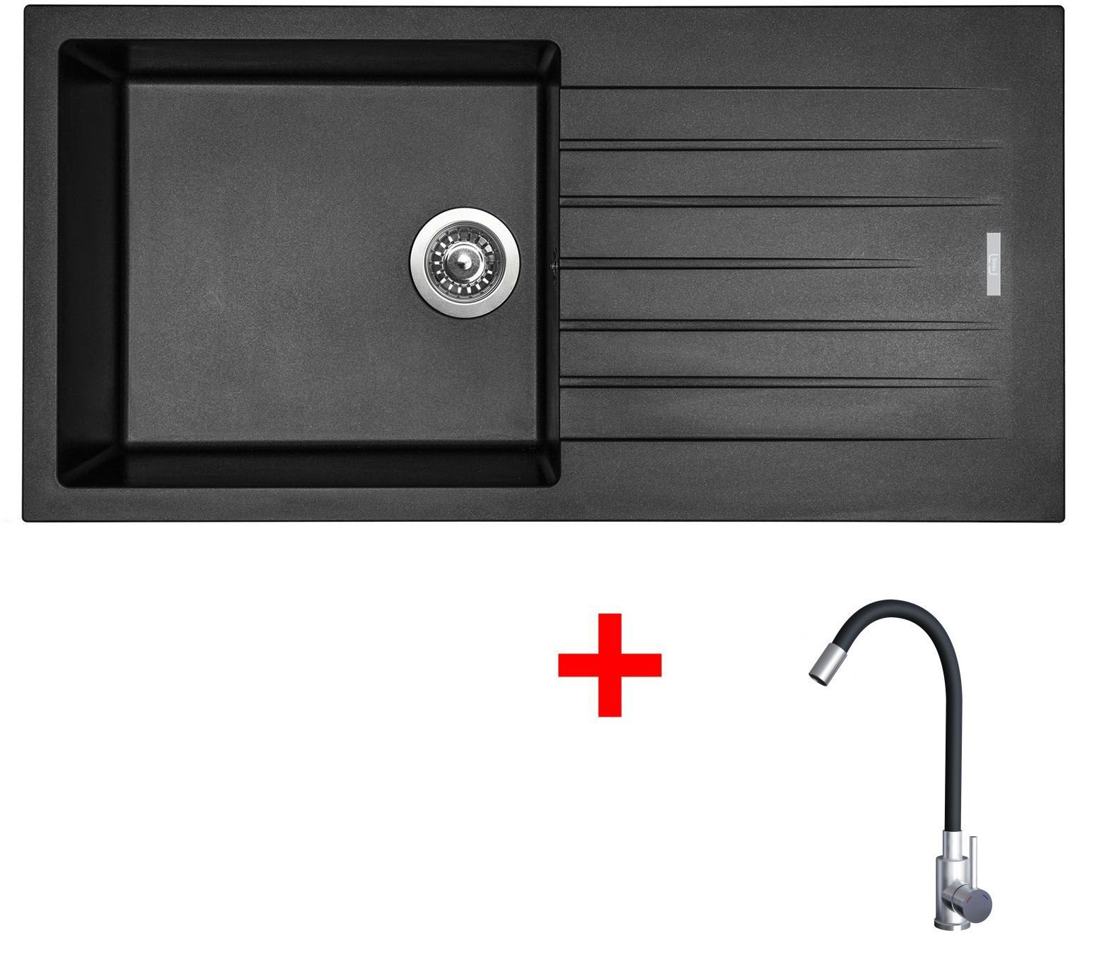 Sinks Perfecto 1000 Metalblack + Elasta nehrdzavejúca oceľ/čierny