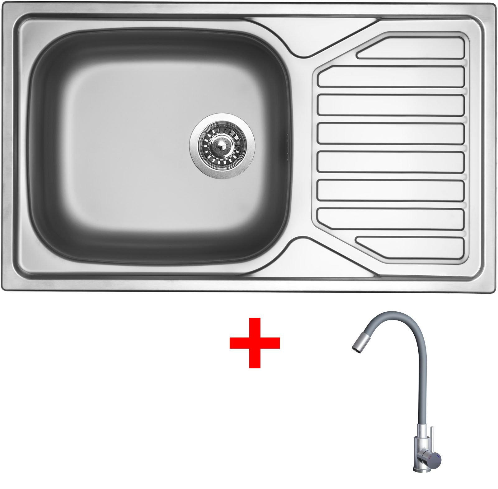 Sinks Okio 860 XXL + Elasta nehrdzavejúca oceľ/sivý