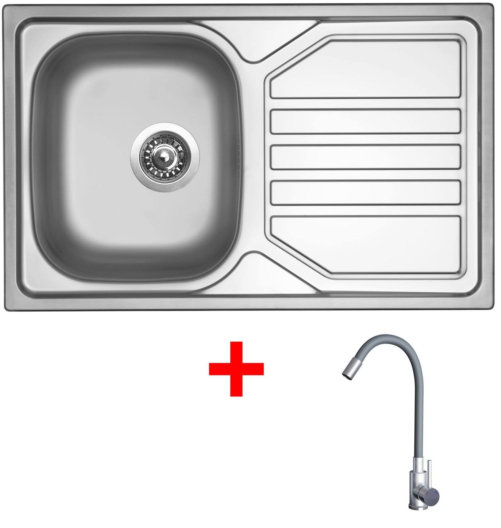 Sinks Okio 800 + Elasta nehrdzavejúca oceľ/sivý