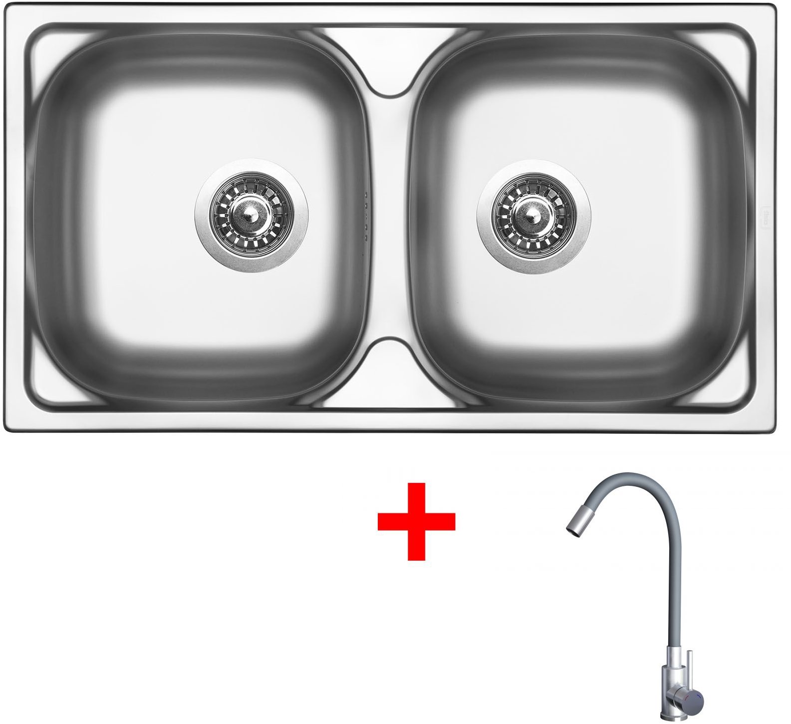 Sinks Okio 780 Duo + Elasta nehrdzavejúca oceľ/sivý