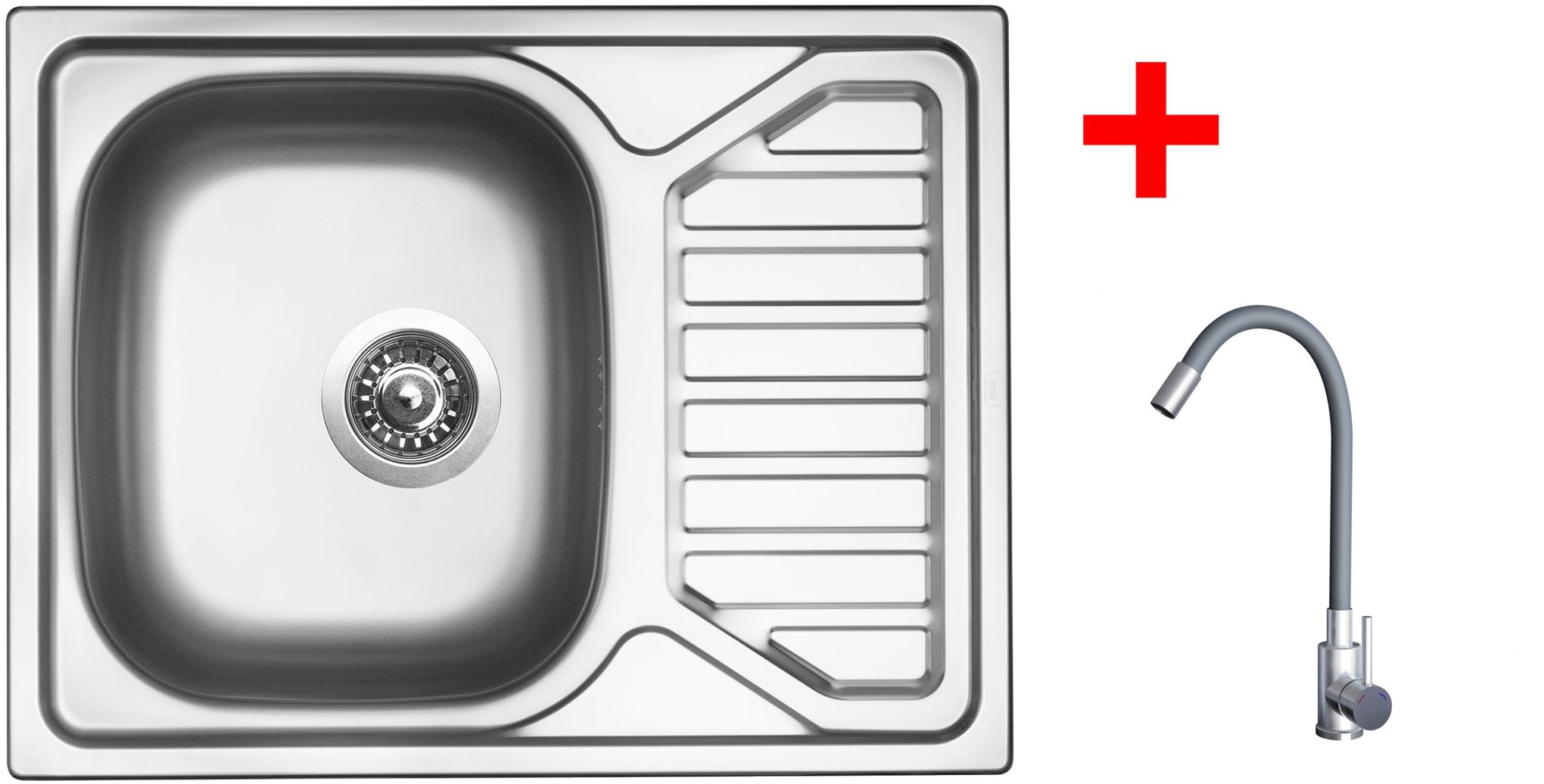 Sinks Okio 650 + Elasta nehrdzavejúca oceľ/sivý