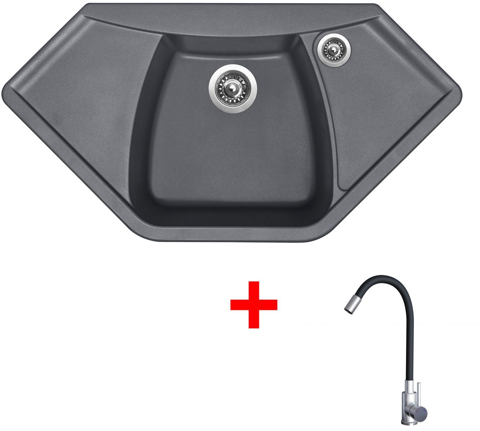 Sinks Naiky 980 Titanium + Elasta nehrdzavejúca oceľ/čierny