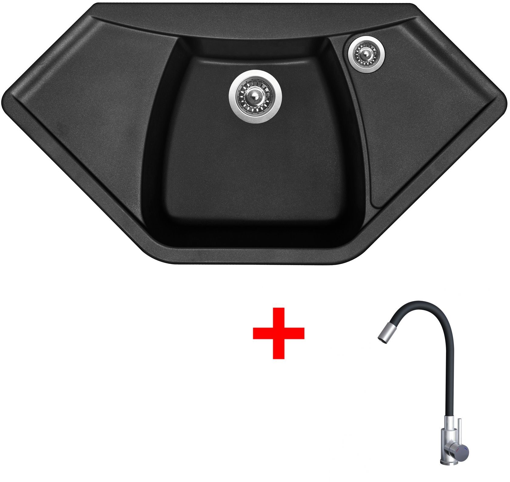 Sinks Naiky 980 Pureblack + Elasta nehrdzavejúca oceľ/čierny