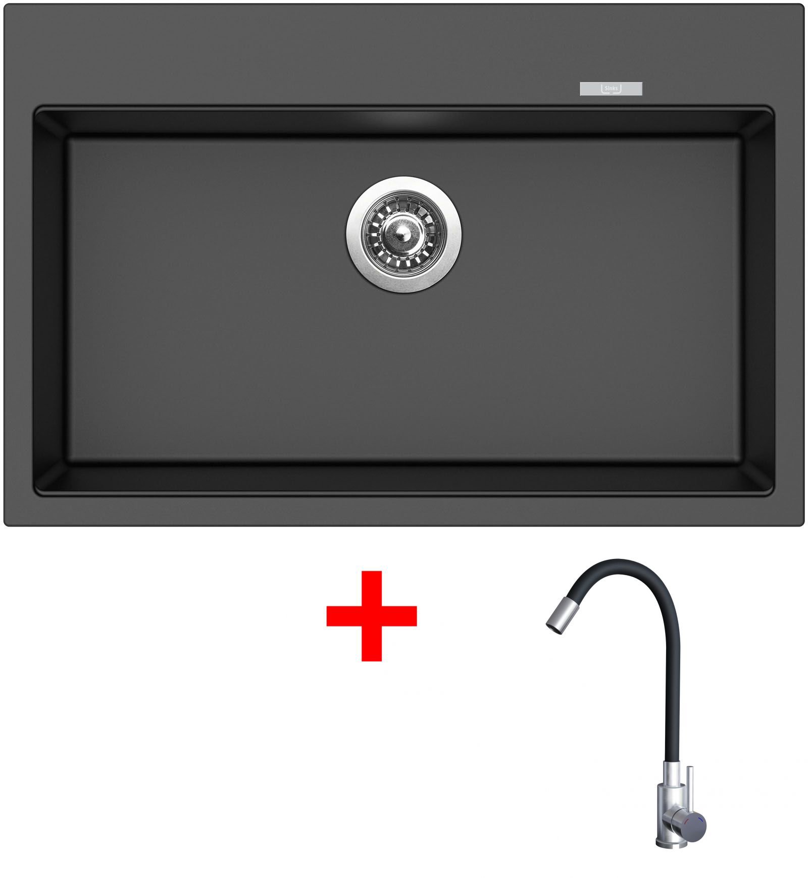 Sinks Maximo 780 Metalblack + Elasta nehrdzavejúca oceľ/čierny