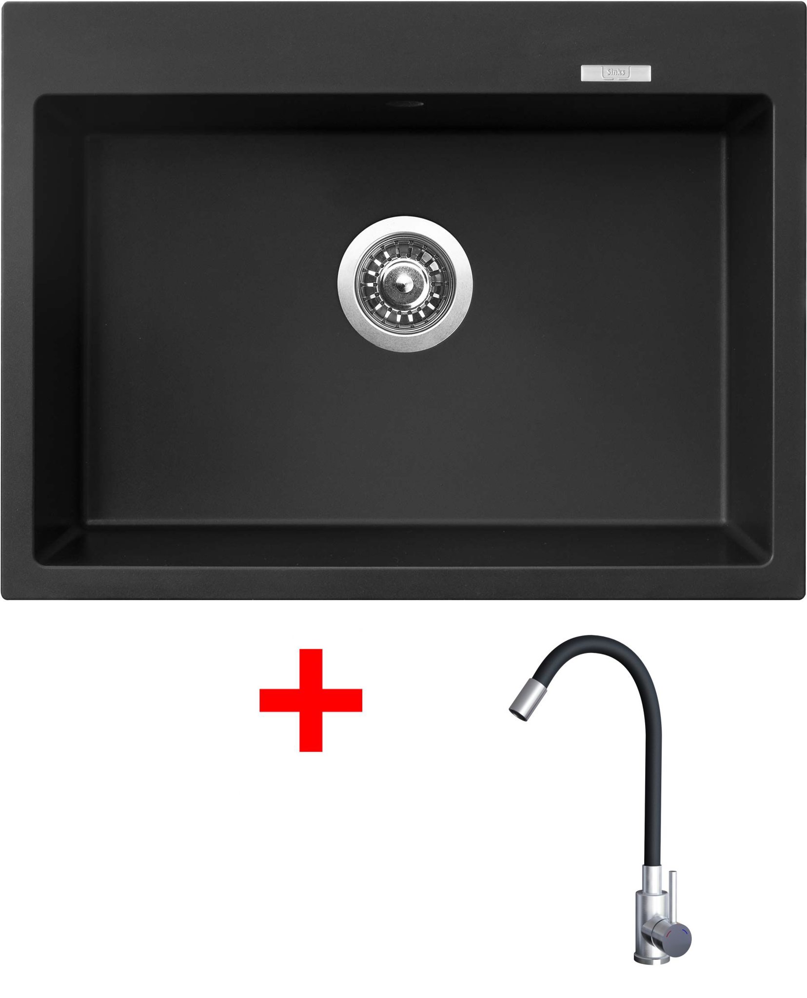 Sinks Maximo 680 Pureblack + Elasta nehrdzavejúca oceľ/čierny