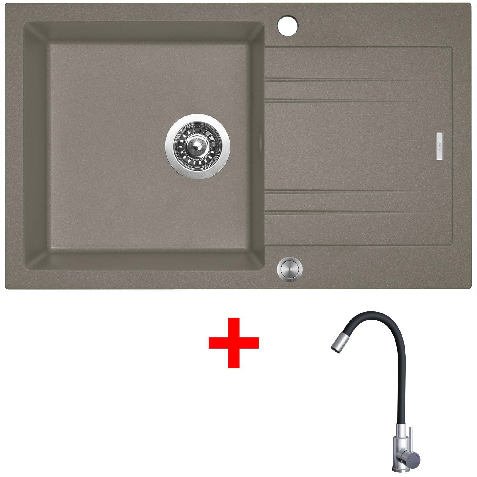 Sinks Linea 780 XC Truffle + Elasta nehrdzavejúca oceľ/čierny