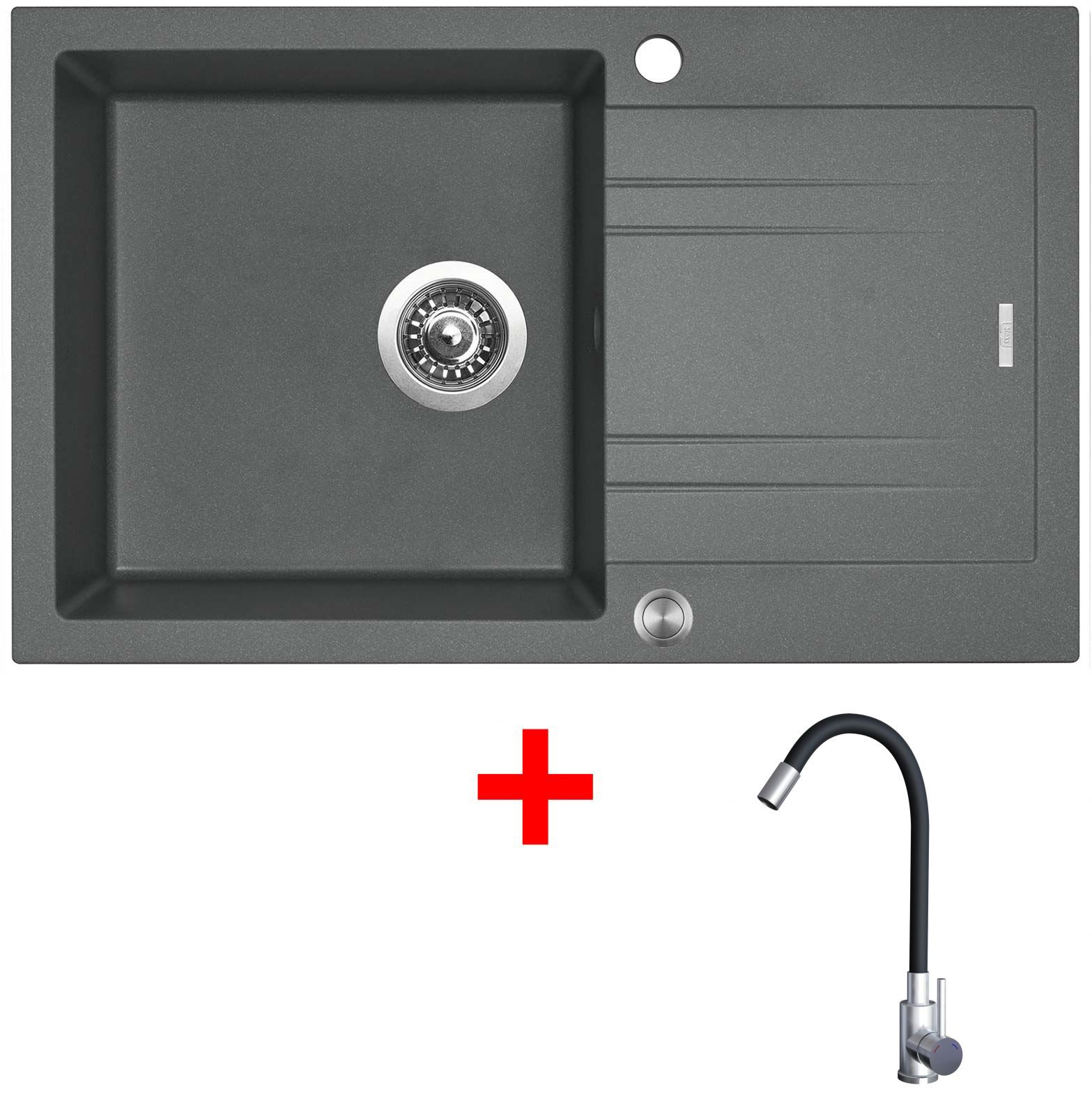 Sinks Linea 780 XC Titanium + Elasta nehrdzavejúca oceľ/čierny