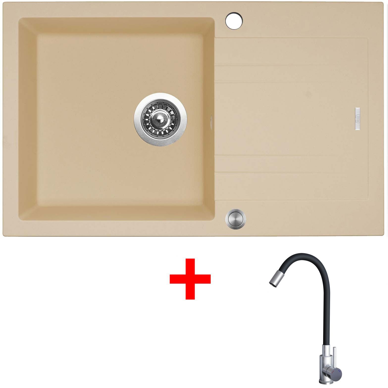 Sinks Linea 780 XC Sahara + Elasta nehrdzavejúca oceľ/čierny